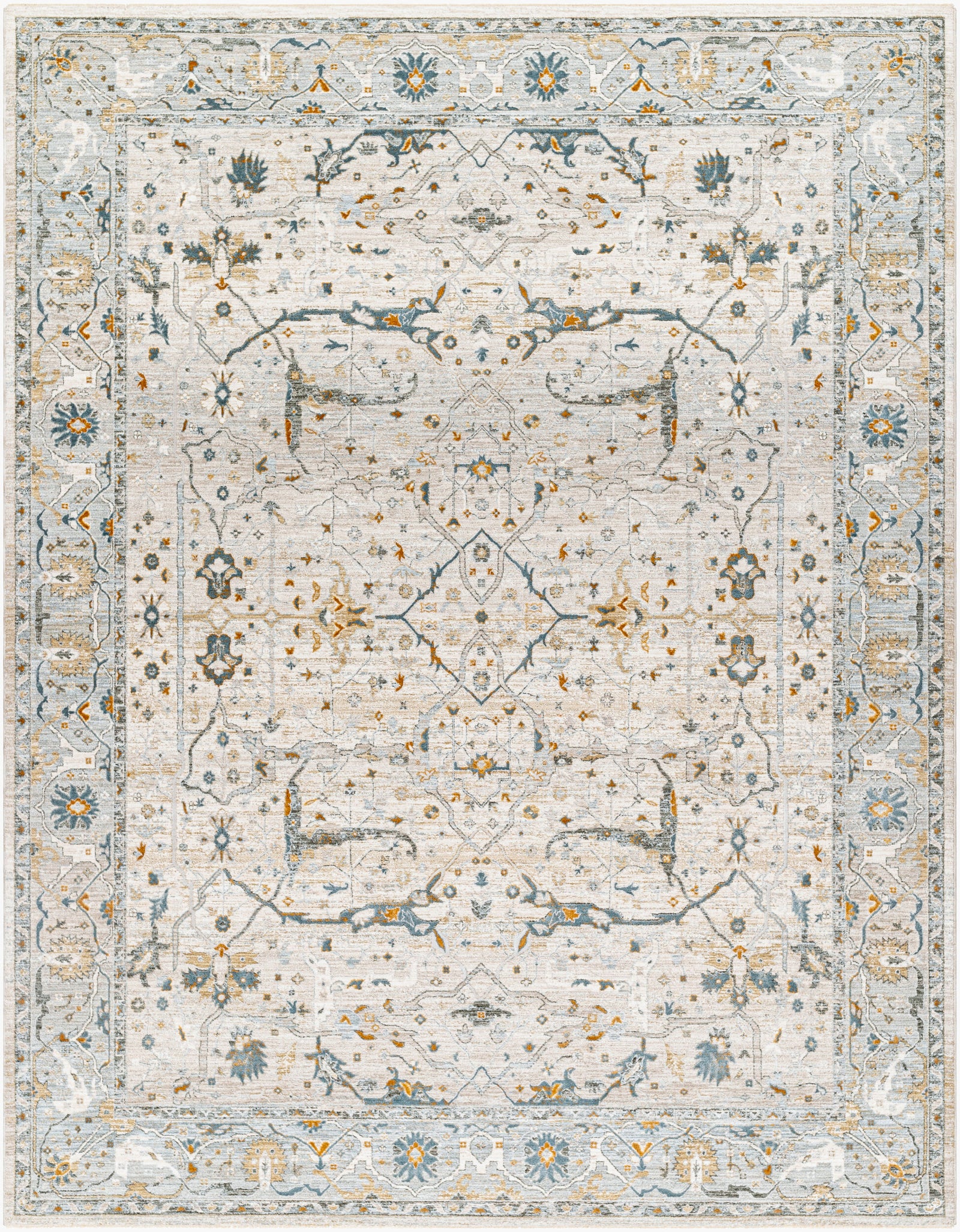 Livabliss Dresden DRE-2309 Taupe/Teal Area Rug - 5x8