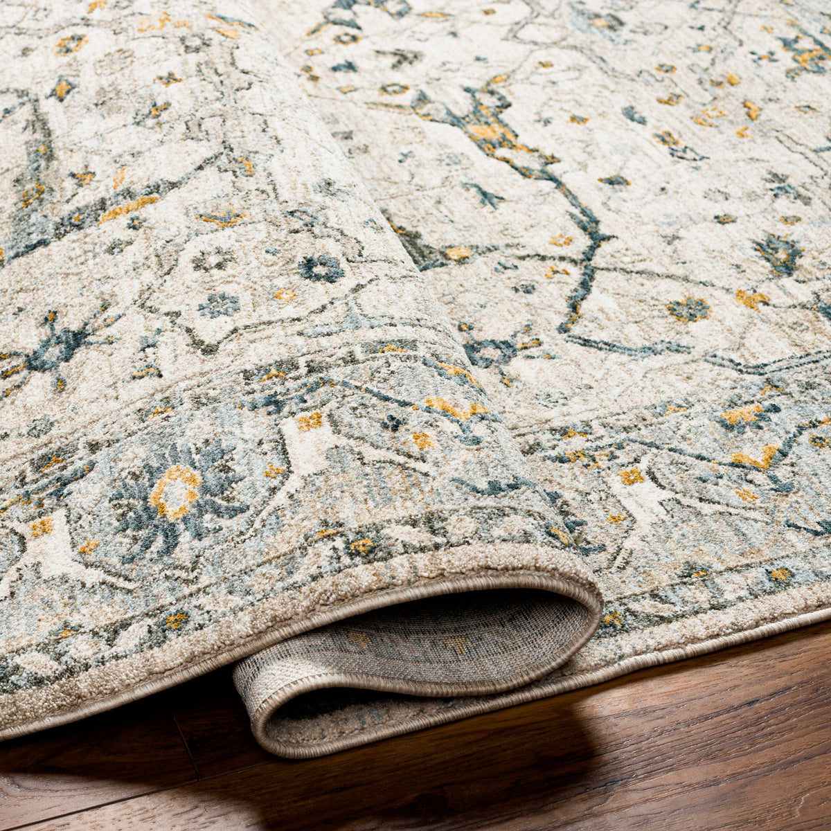 Livabliss Dresden DRE-2309 Taupe/Teal Area Rug Texture URL