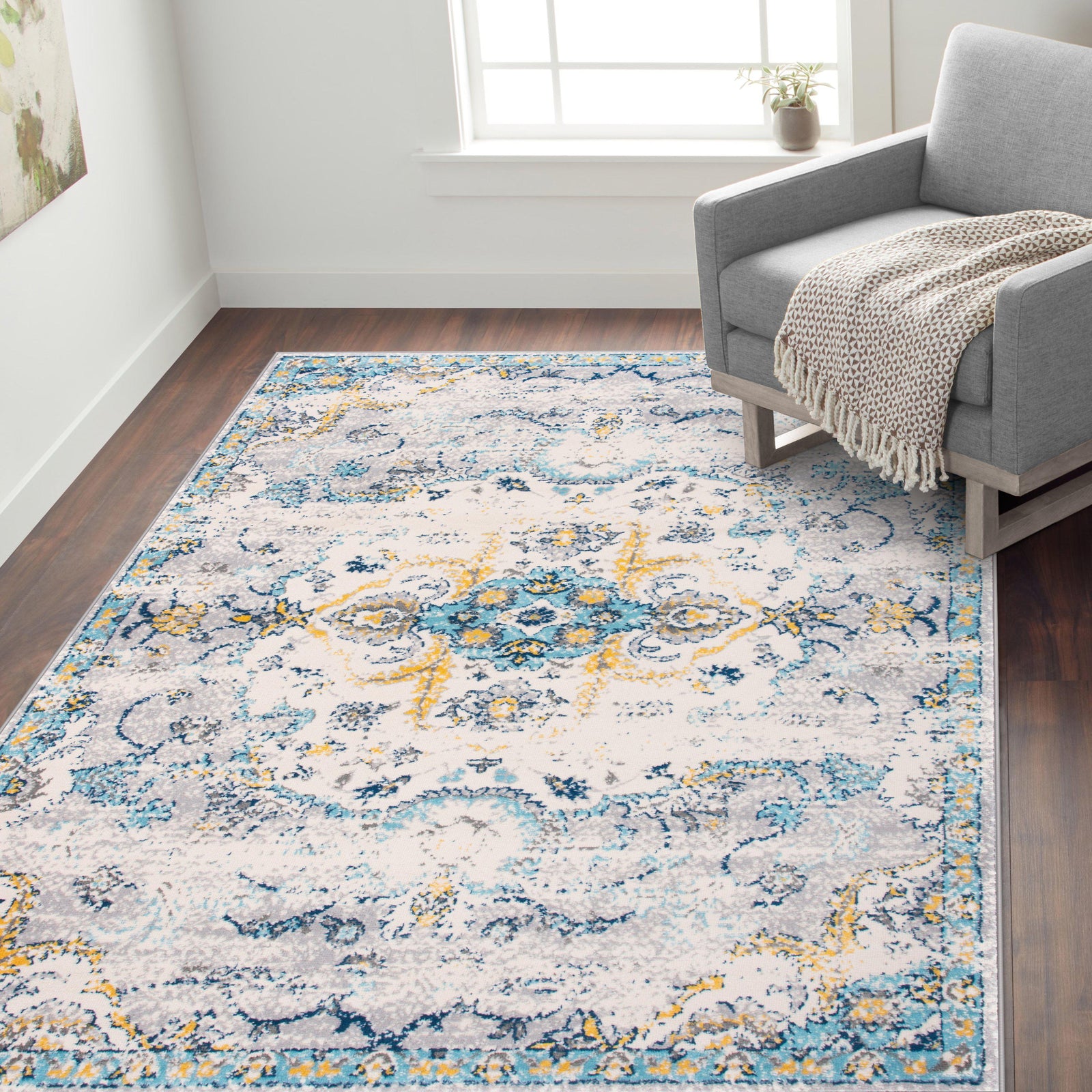 Monaco 835 Blue Area Rug-Area Rug-World Rug Gallery-The Rug Truck