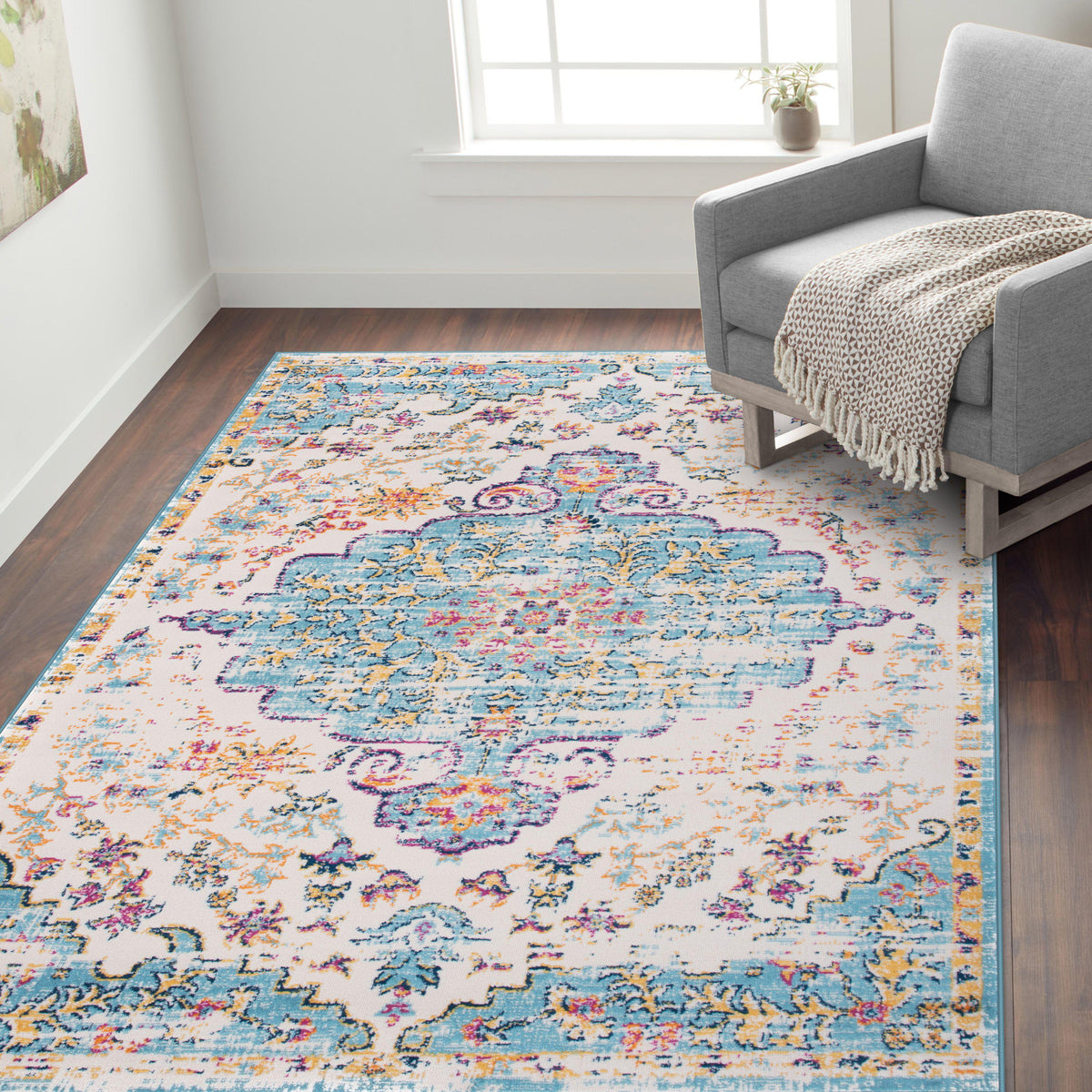 Monaco 837 Blue Area Rug-Area Rug-World Rug Gallery-The Rug Truck