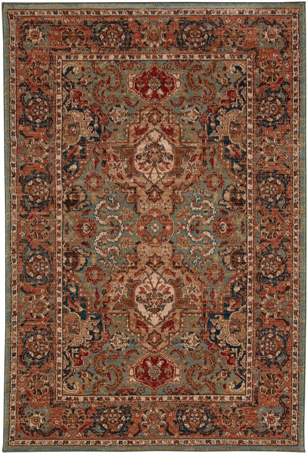 Karastan Spice Market Dhahar Aquamarine-Area Rug-Karastan-3&#39; 5&quot;x5&#39; 5&quot;-The Rug Truck