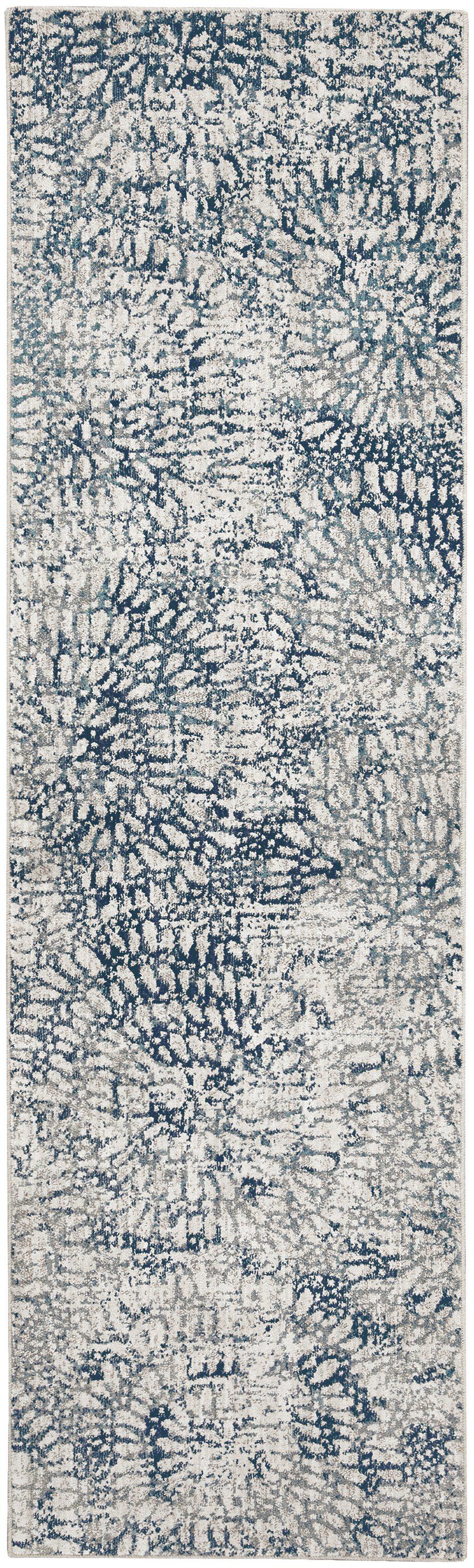 Expressions Imprinted Blooms Aqua by Scott Living Area Rug-Area Rug-Scott Living-2&#39; 4&quot;x7&#39; 10&quot;-The Rug Truck