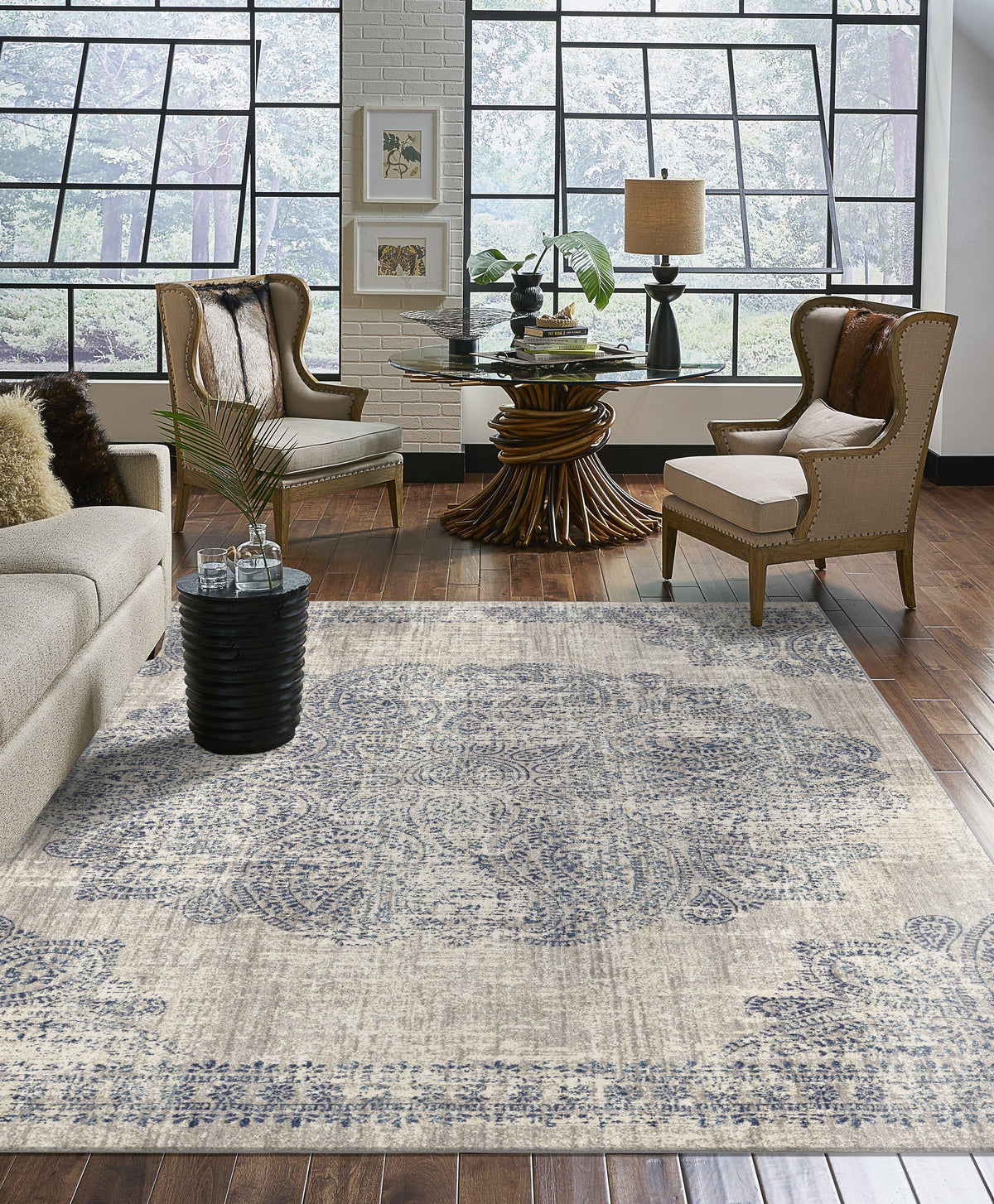 Expressions Dharma Medallion Indigo by Scott Living Area Rug-Area Rug-Scott Living-The Rug Truck