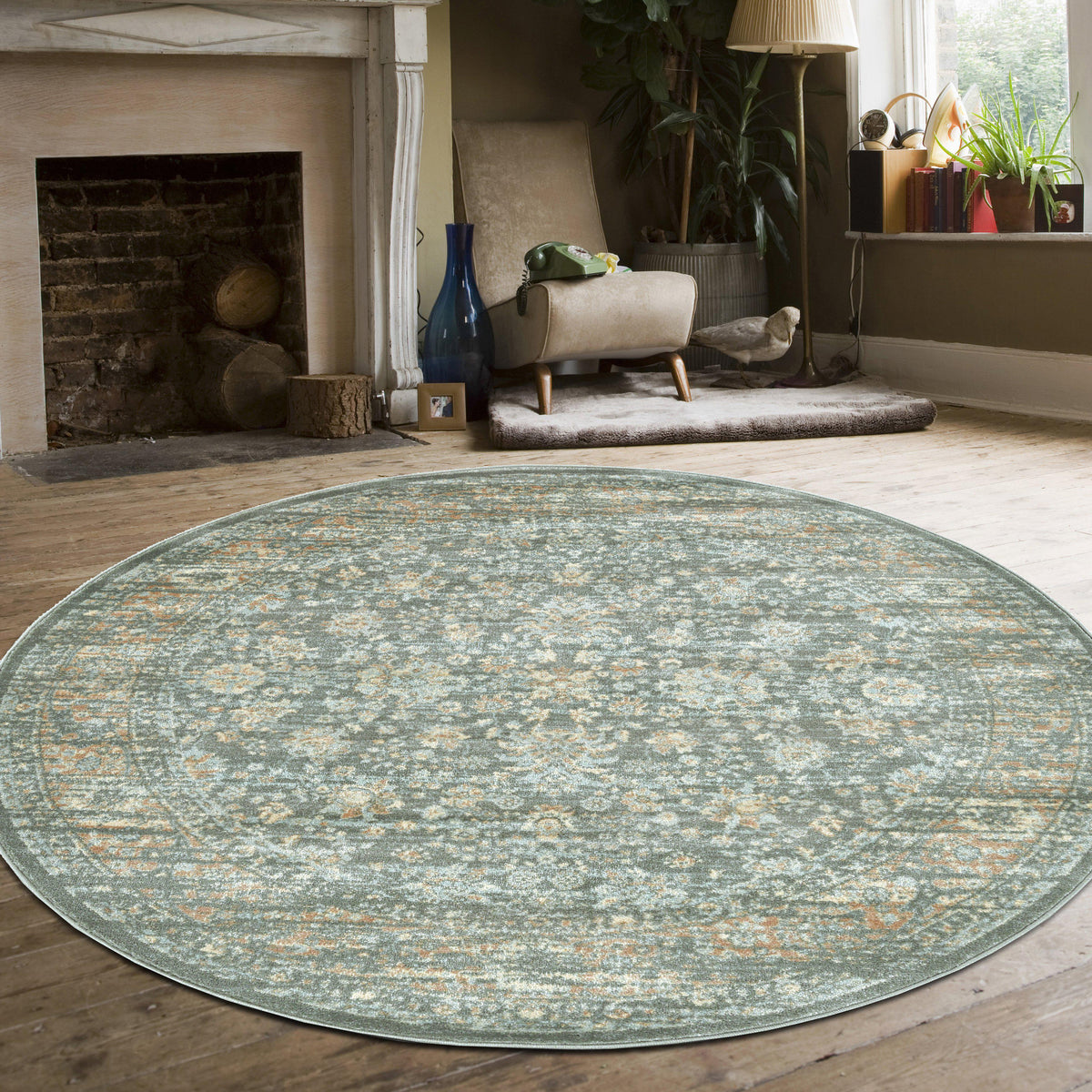 Francesca 501 Light Green Area Rug (5&#39;3 Round)