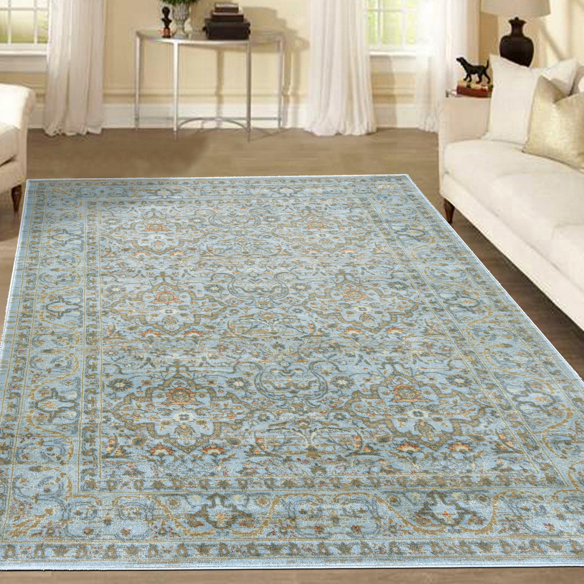 Francesca 502 Light Blue Area Rug (7&#39;10 x 10&#39;6)