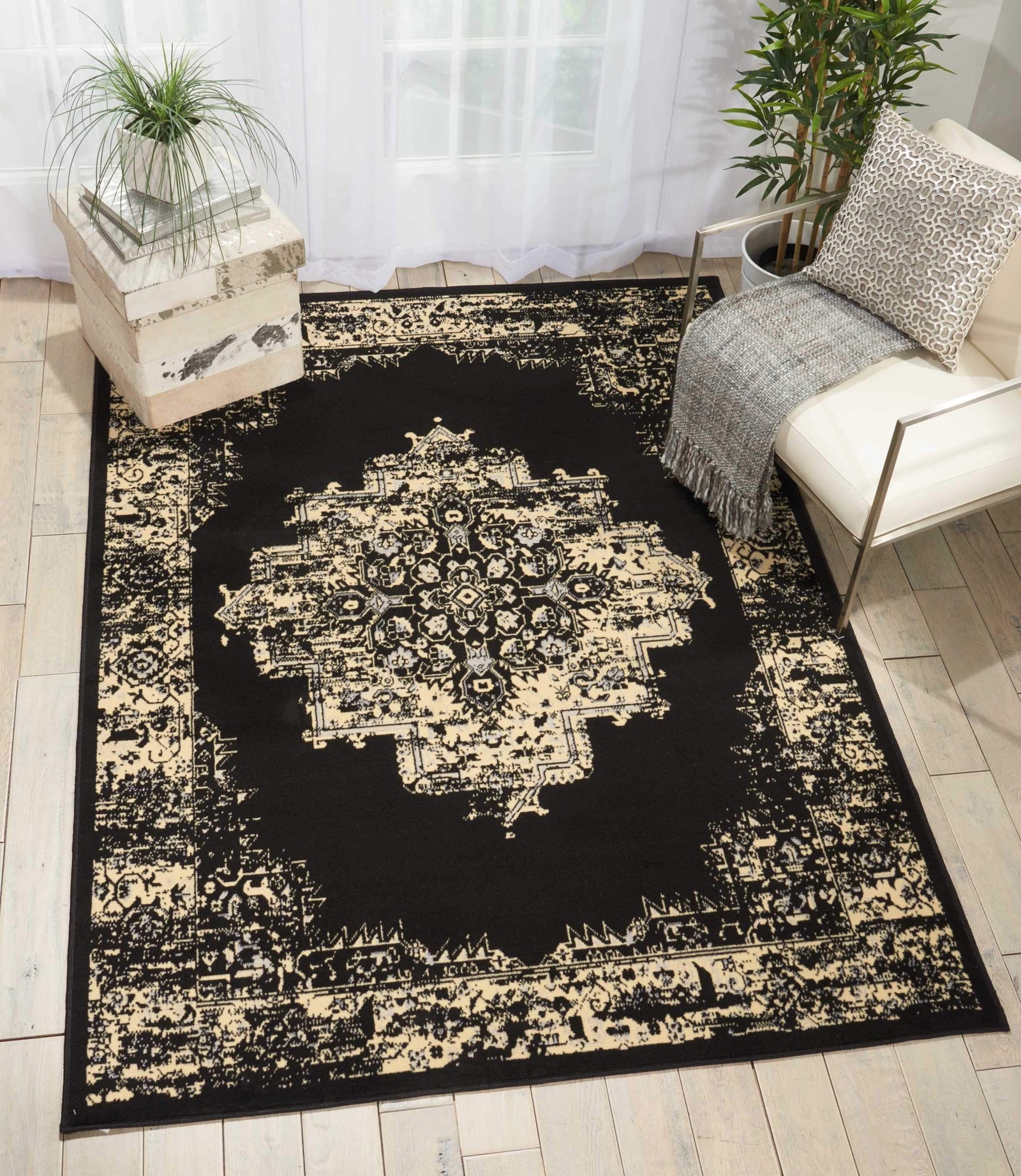 Grafix GRF14 Black Area Rug-Area Rug-Nourison-5'3" x 7'3"-The Rug Truck