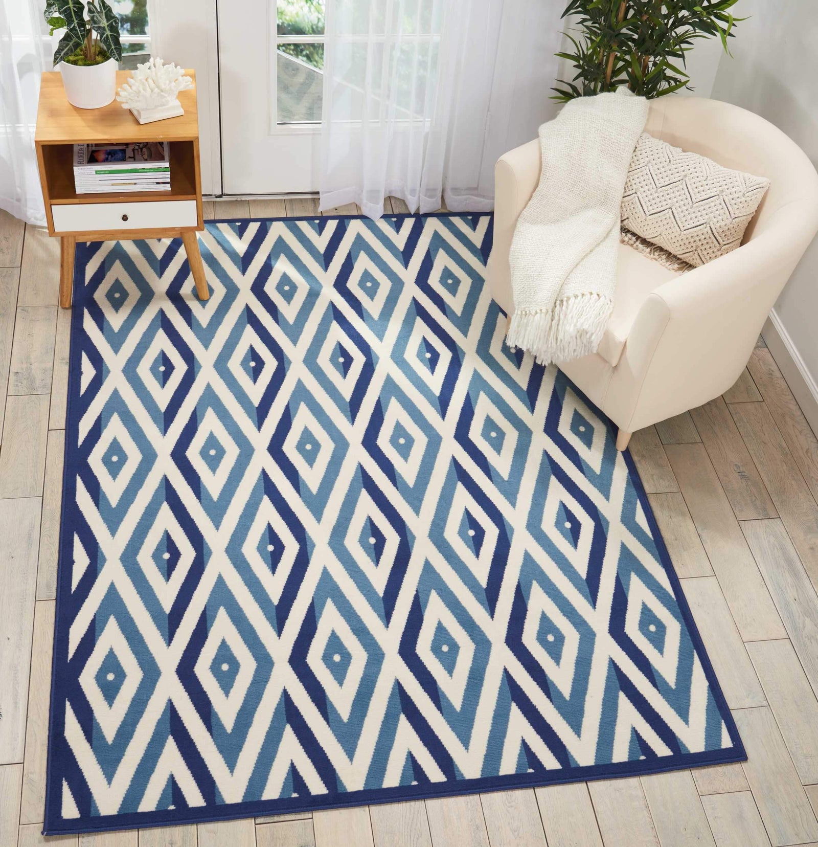 Grafix GRF18 White Blue Area Rug-Area Rug-Nourison-5'3" x 7'3"-The Rug Truck