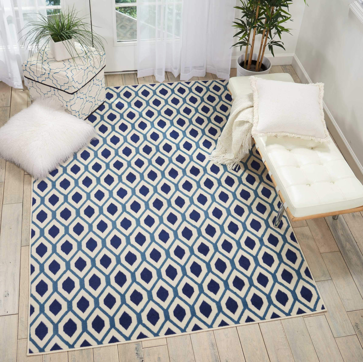 Grafix GRF22 White/Navy Area Rug-Area Rug-Nourison-The Rug Truck