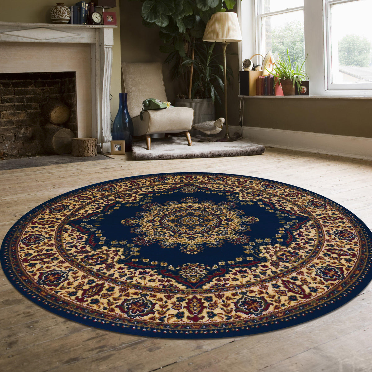Genevieve 1191 Navy Area Rug (5&#39;3 ROUND)