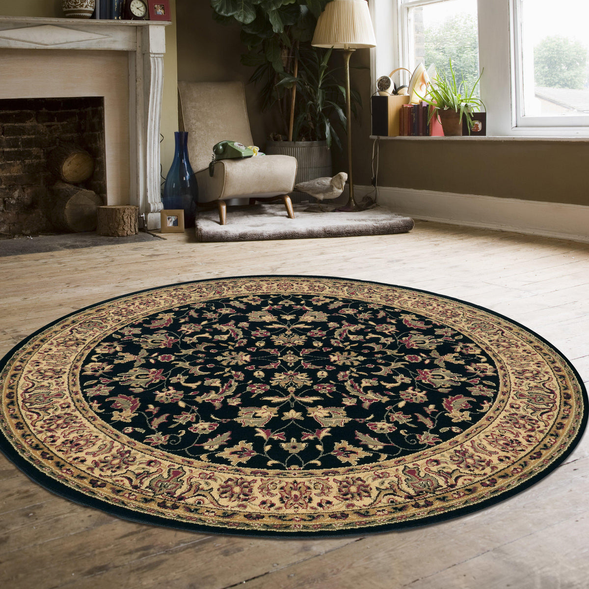 Genevieve 953 Black Area Rug (5&#39;3 ROUND)