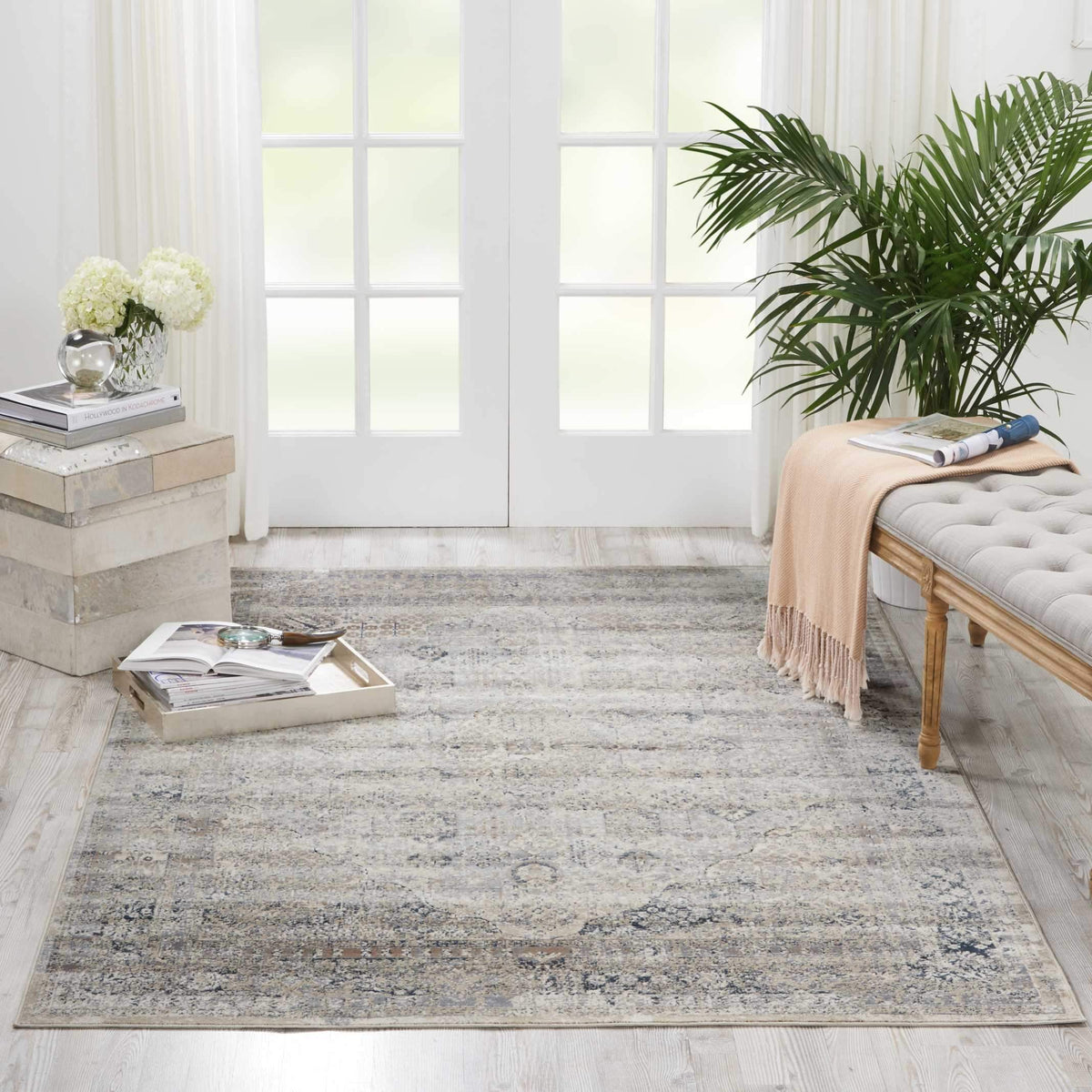 kathy ireland HOME Malta Ivory Blue Area Rug-Area Rug-kathy ireland HOME-The Rug Truck