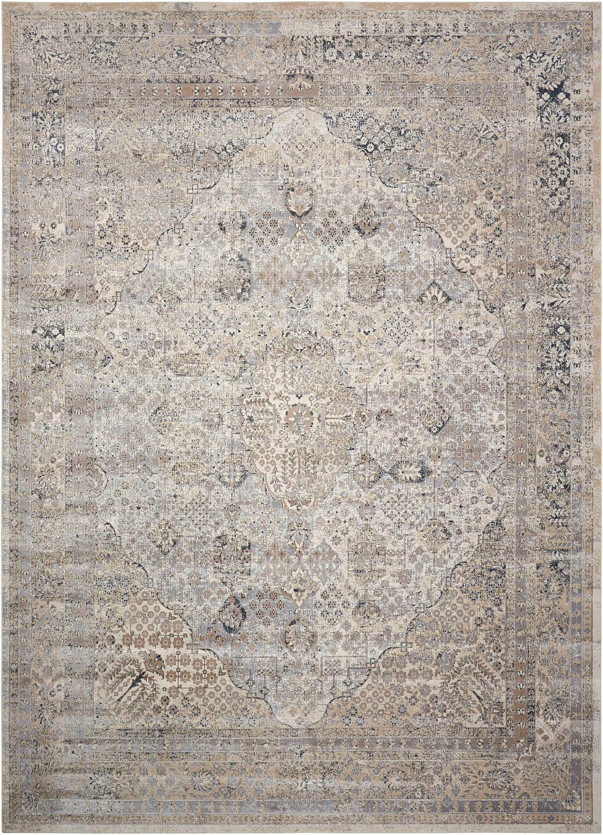 kathy ireland HOME Malta Ivory Blue Area Rug-Area Rug-kathy ireland HOME-3&#39;11&quot; x 5&#39;7&quot;-The Rug Truck