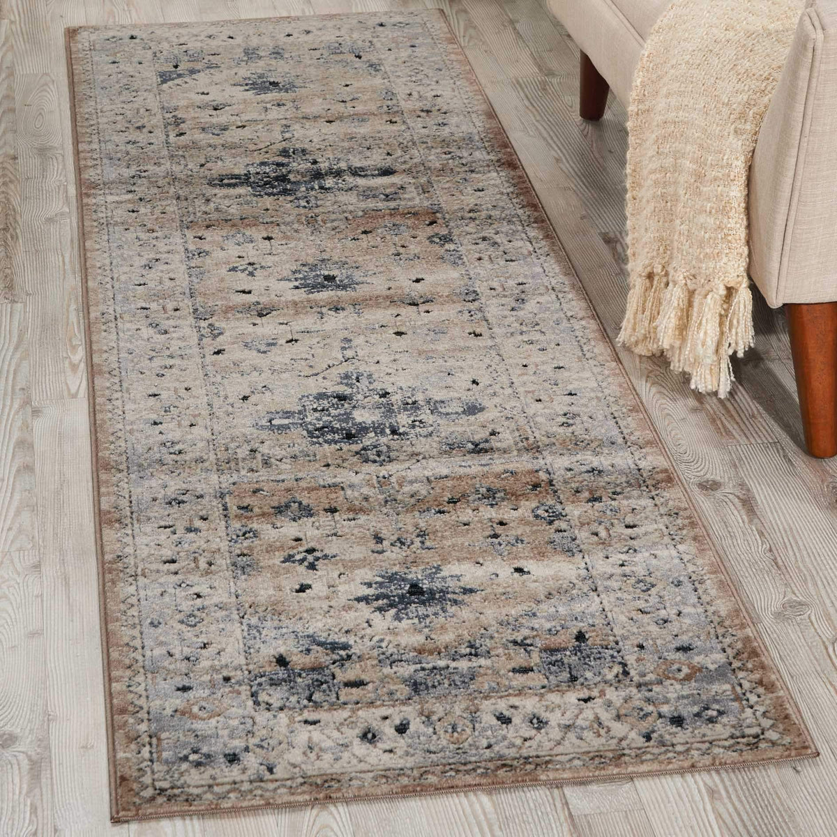 kathy ireland HOME Malta Beige Blue Area Rug-Area Rug-kathy ireland HOME-The Rug Truck
