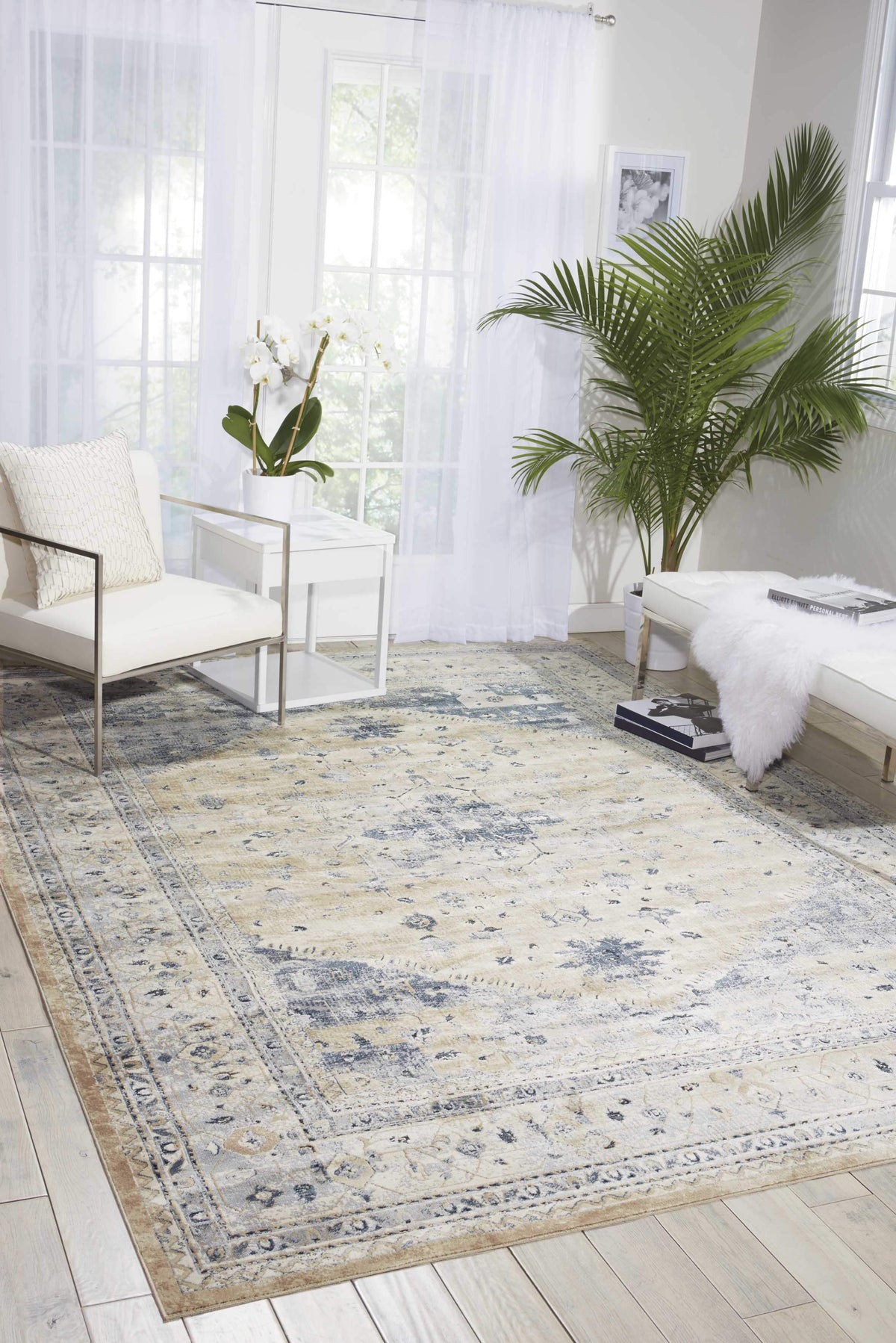 kathy ireland HOME Malta Beige Blue Area Rug-Area Rug-kathy ireland HOME-The Rug Truck
