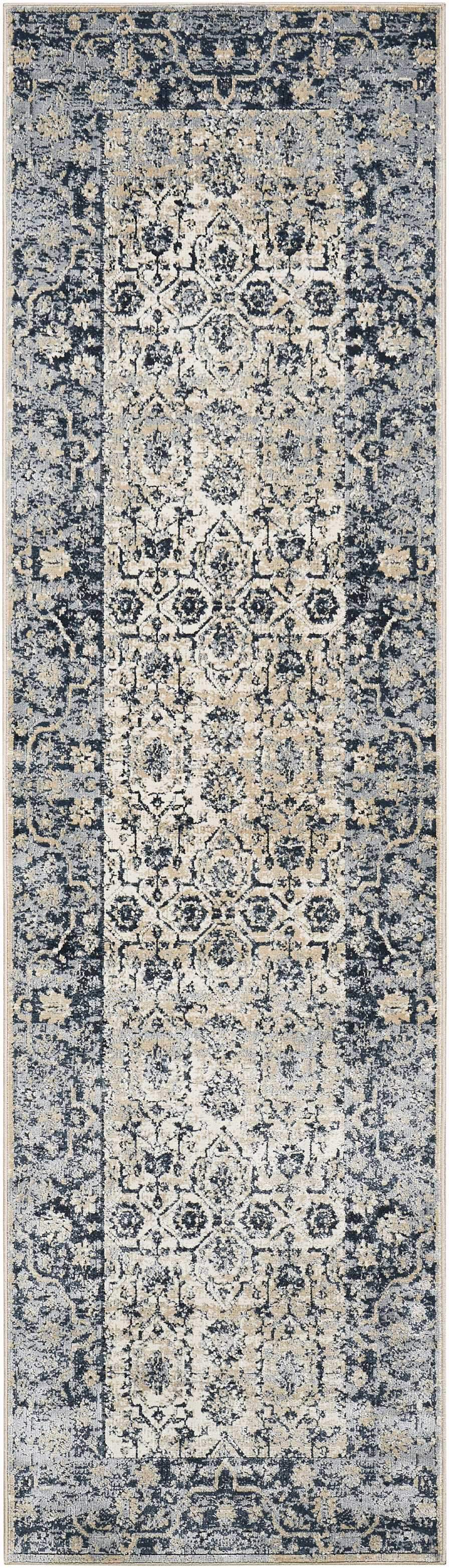 kathy ireland HOME Malta Ivory Blue Area Rug-Area Rug-kathy ireland HOME-2&#39;2&quot; x 7&#39;7&quot;-The Rug Truck