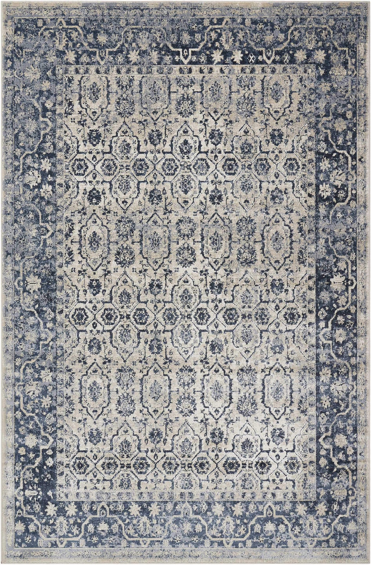 kathy ireland HOME Malta Ivory Blue Area Rug-Area Rug-kathy ireland HOME-3&#39;11&quot; x 5&#39;7&quot;-The Rug Truck