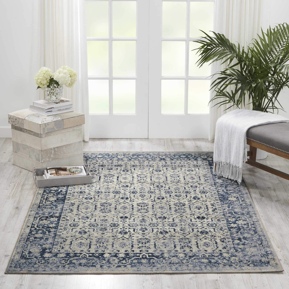 kathy ireland HOME Malta Ivory Blue Area Rug-Area Rug-kathy ireland HOME-The Rug Truck