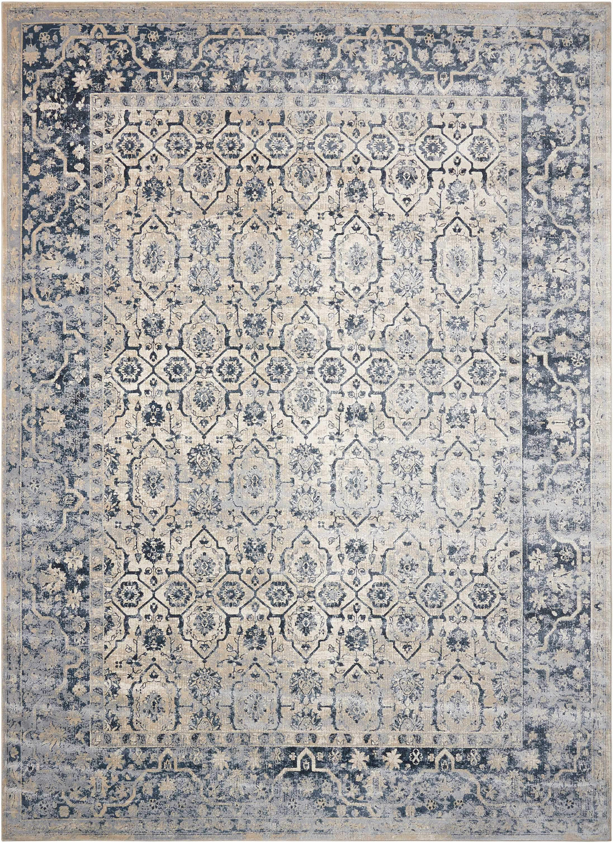 kathy ireland HOME Malta Ivory Blue Area Rug-Area Rug-kathy ireland HOME-The Rug Truck
