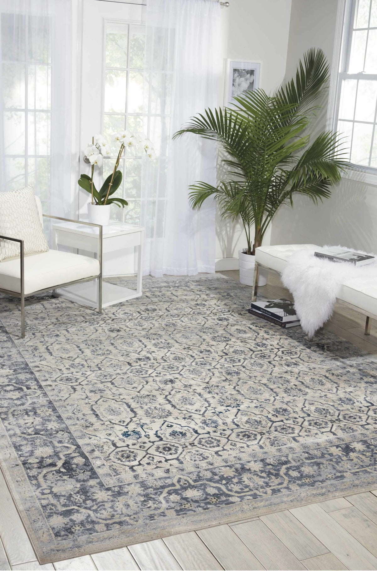 kathy ireland HOME Malta Ivory Blue Area Rug-Area Rug-kathy ireland HOME-The Rug Truck