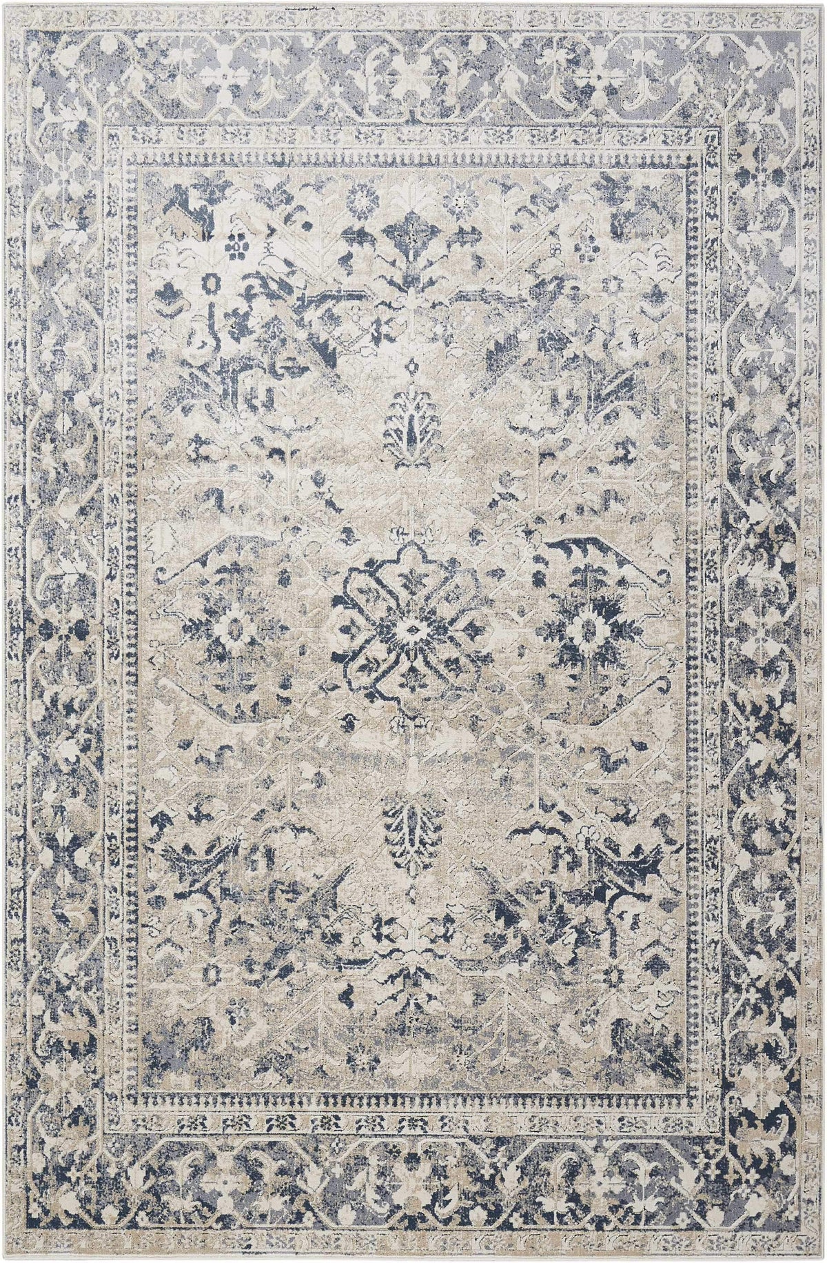kathy ireland HOME Malta Ivory Blue Area Rug-Area Rug-kathy ireland HOME-The Rug Truck