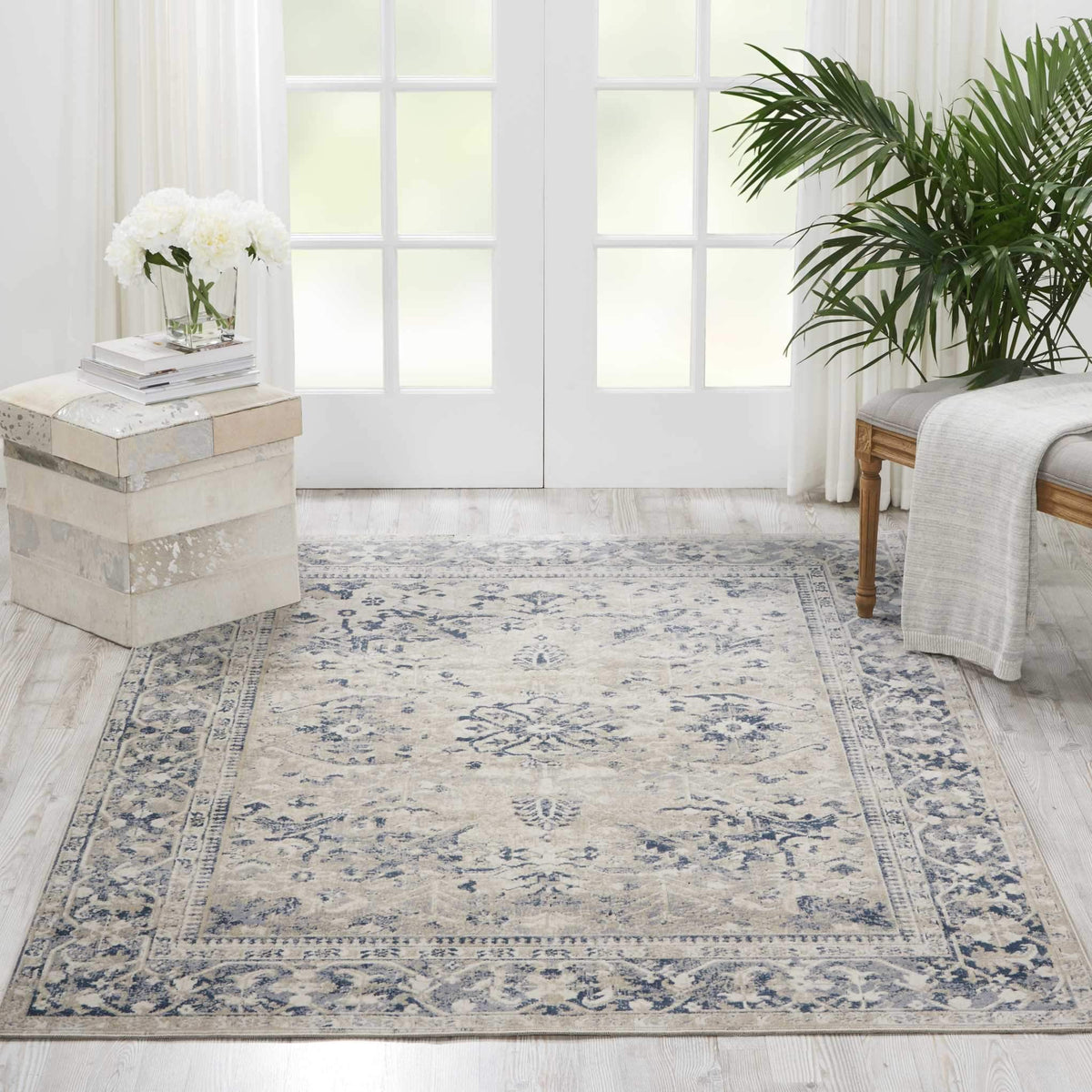 kathy ireland HOME Malta Ivory Blue Area Rug-Area Rug-kathy ireland HOME-The Rug Truck