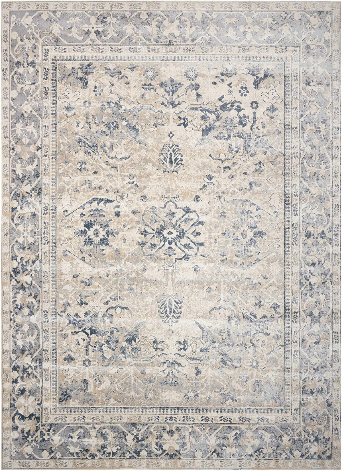kathy ireland HOME Malta Ivory Blue Area Rug-Area Rug-kathy ireland HOME-3&#39;11&quot; x 5&#39;7&quot;-The Rug Truck