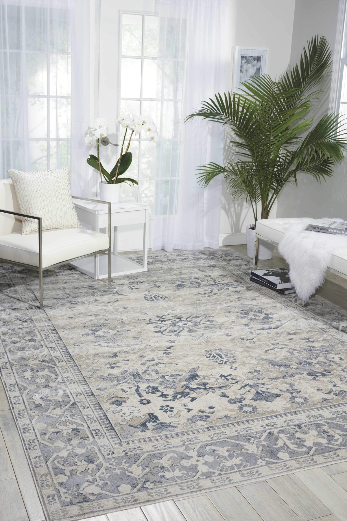 kathy ireland HOME Malta Ivory Blue Area Rug-Area Rug-kathy ireland HOME-The Rug Truck