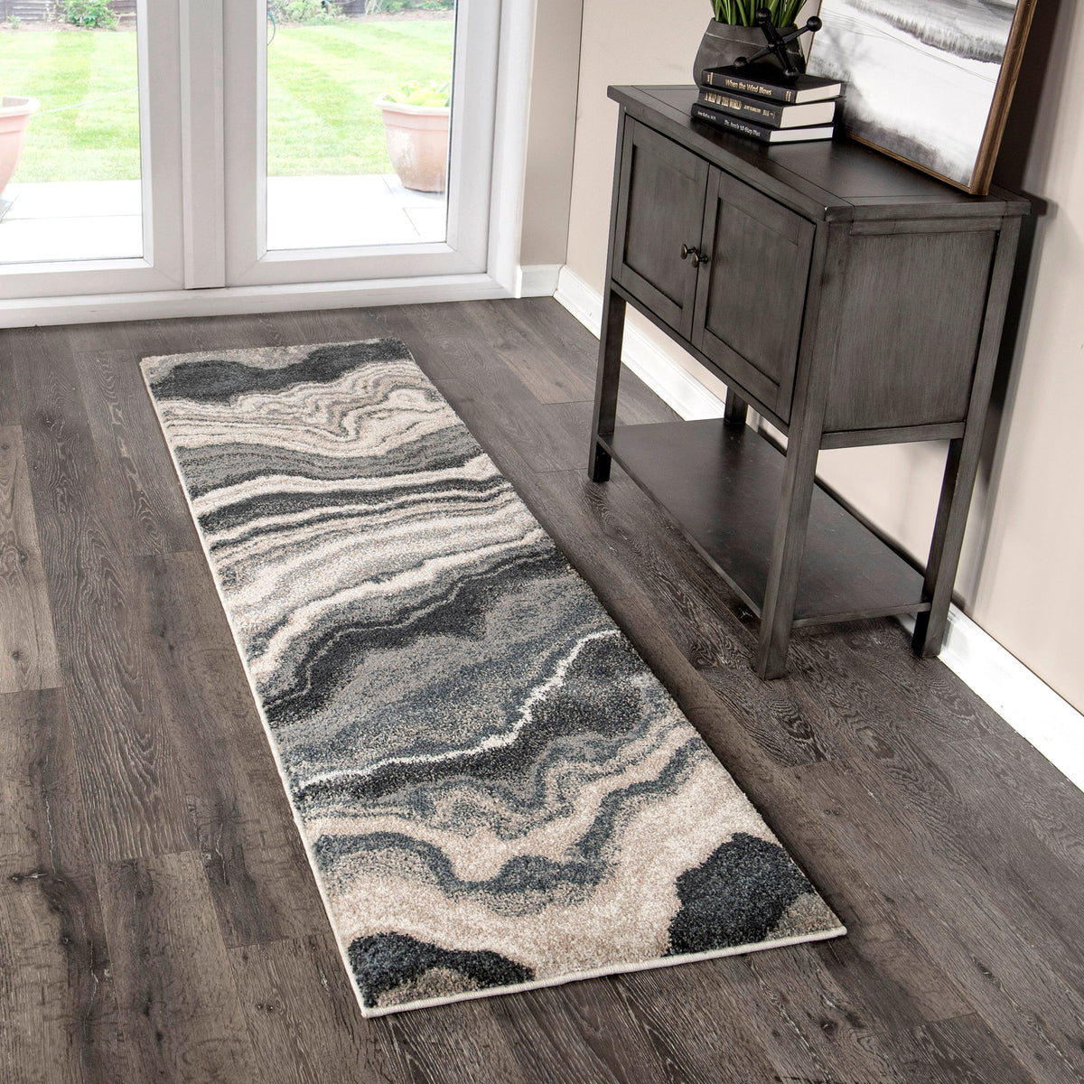 Palmetto Living Mystical Cascade   Taupe Inkwell Area Rug - 2&#39;3&quot; x 8&#39;