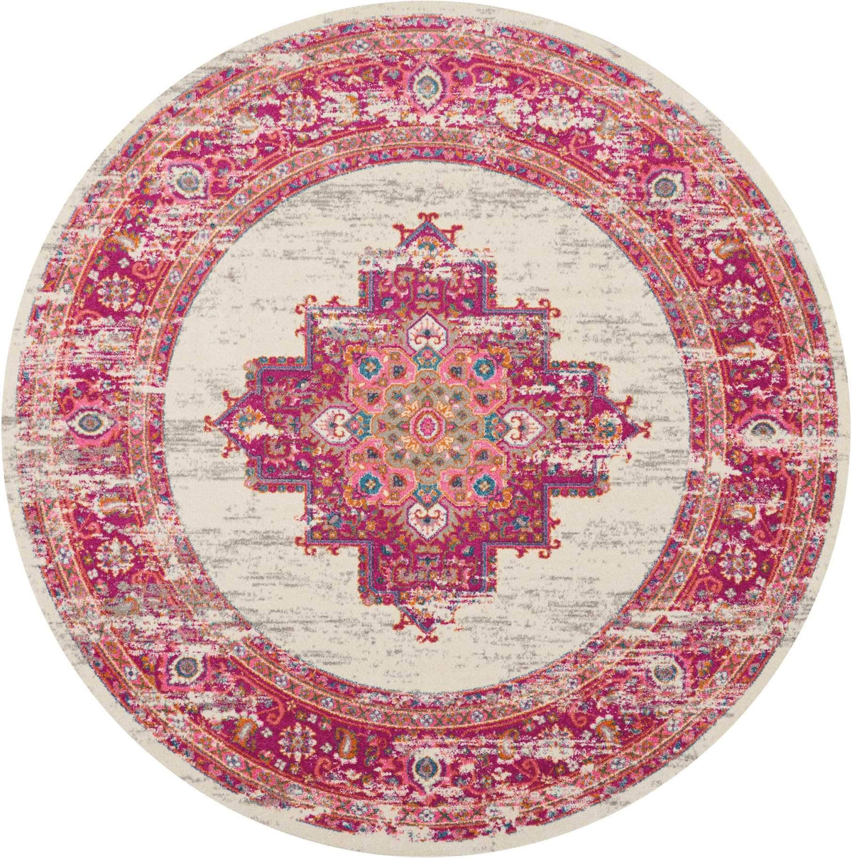 Passion PSN03 Ivory/Fushia Area Rug-Area Rug-Nourison-8&#39; x 8&#39;-The Rug Truck