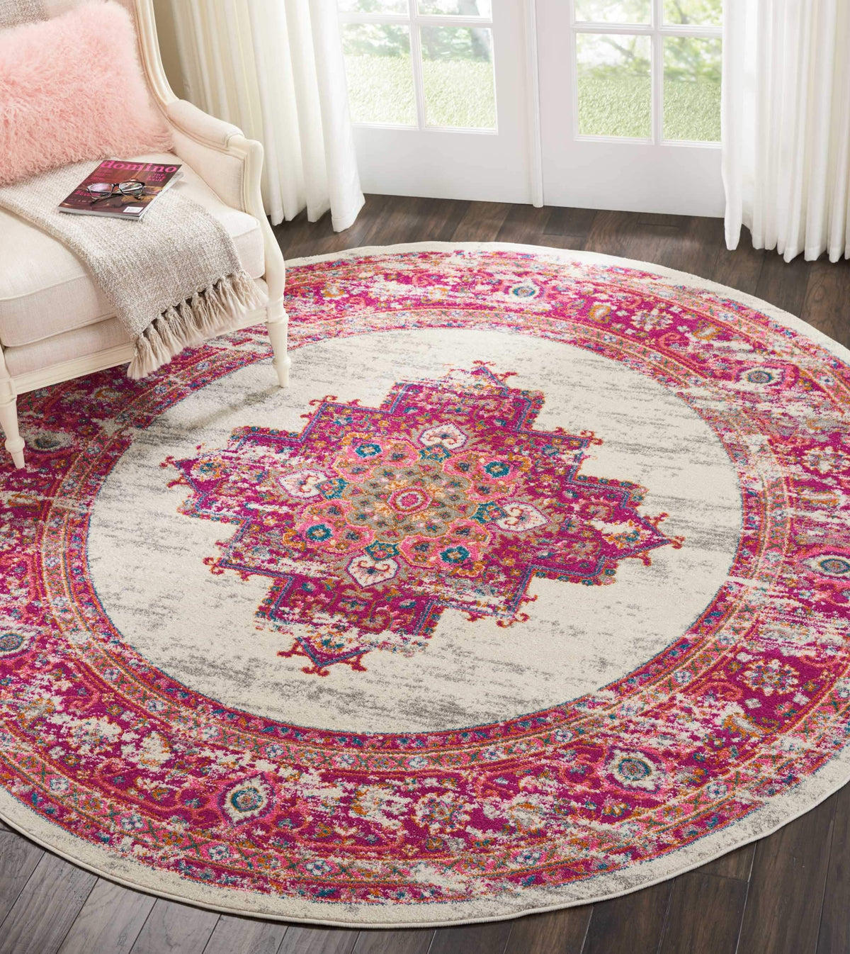 Passion PSN03 Ivory/Fushia Area Rug-Area Rug-Nourison-The Rug Truck