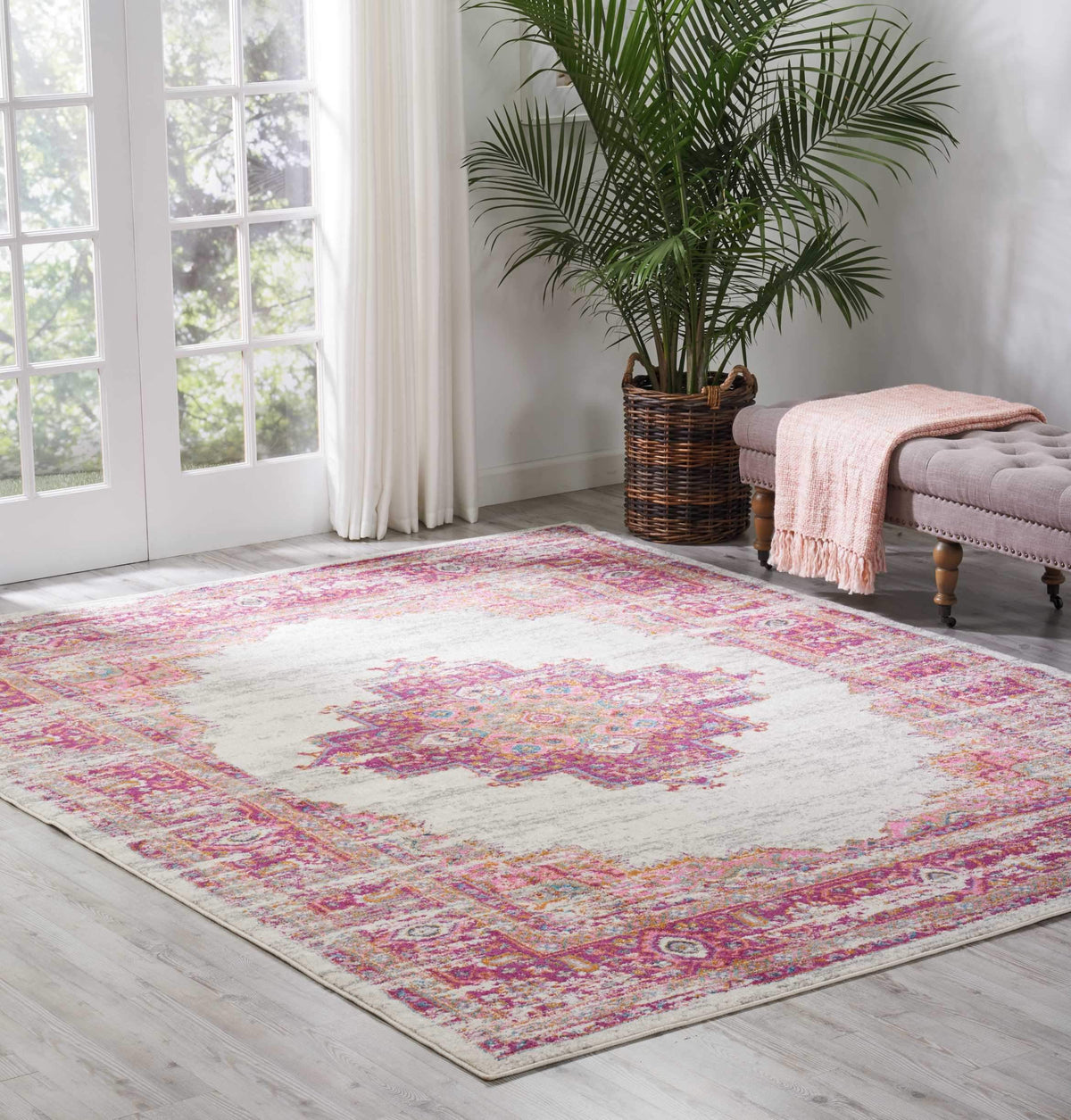 Passion PSN03 Ivory/Fushia Area Rug-Area Rug-Nourison-The Rug Truck