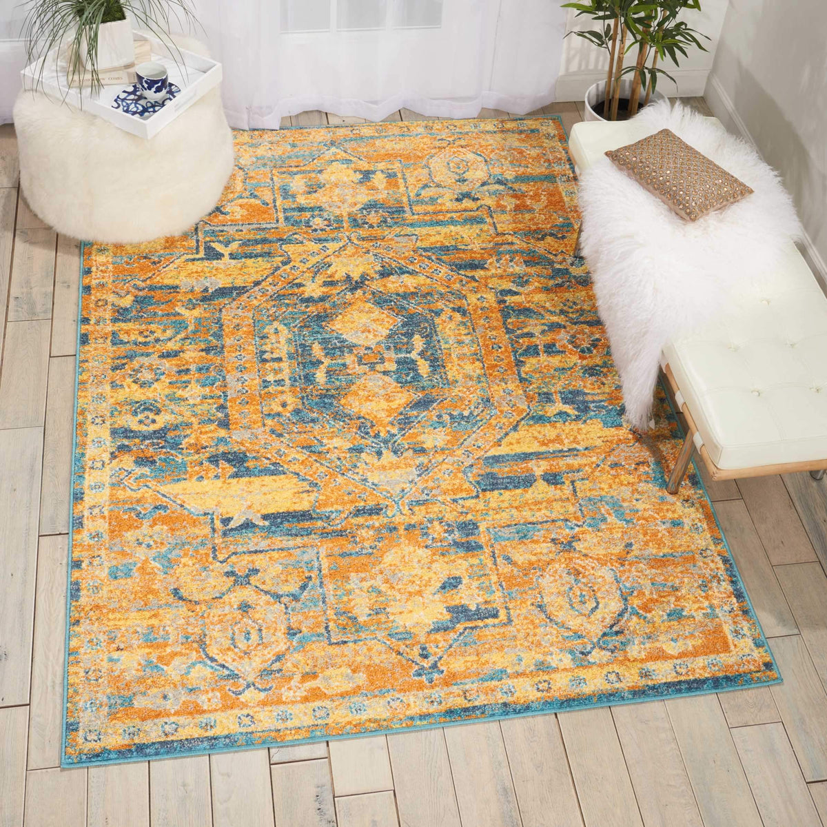 Passion PSN07 Teal/Sun Area Rug-Area Rug-Nourison-The Rug Truck
