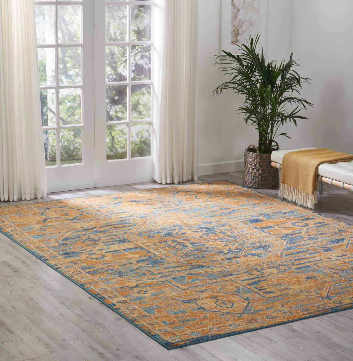 Passion PSN07 Teal/Sun Area Rug-Area Rug-Nourison-The Rug Truck