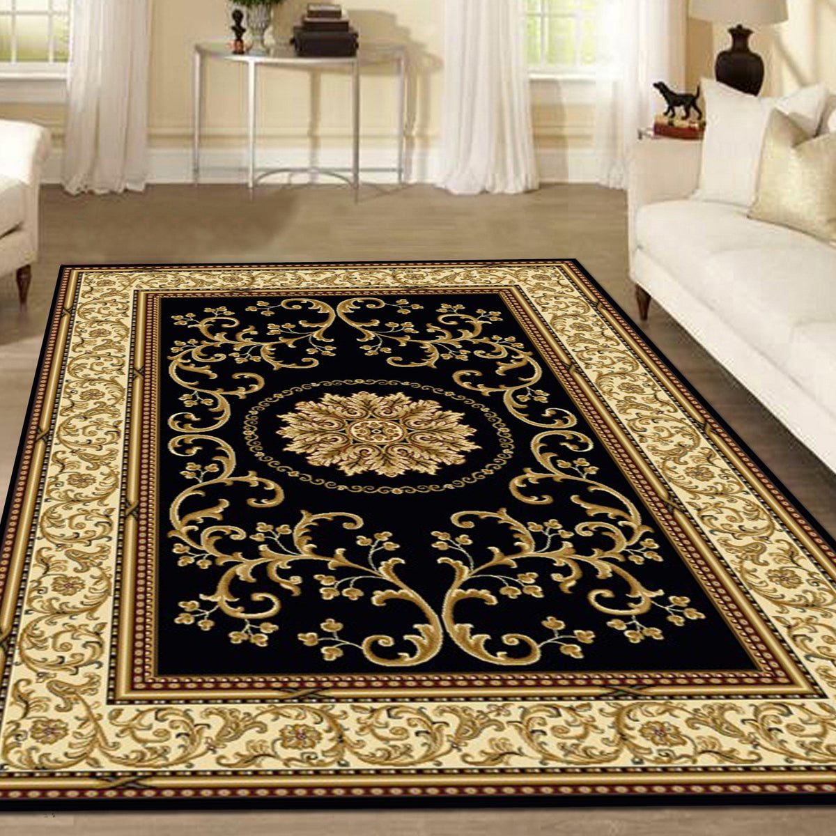 Tesoro 1419 Black Area Rug (7&#39;9 X 11&#39;6)