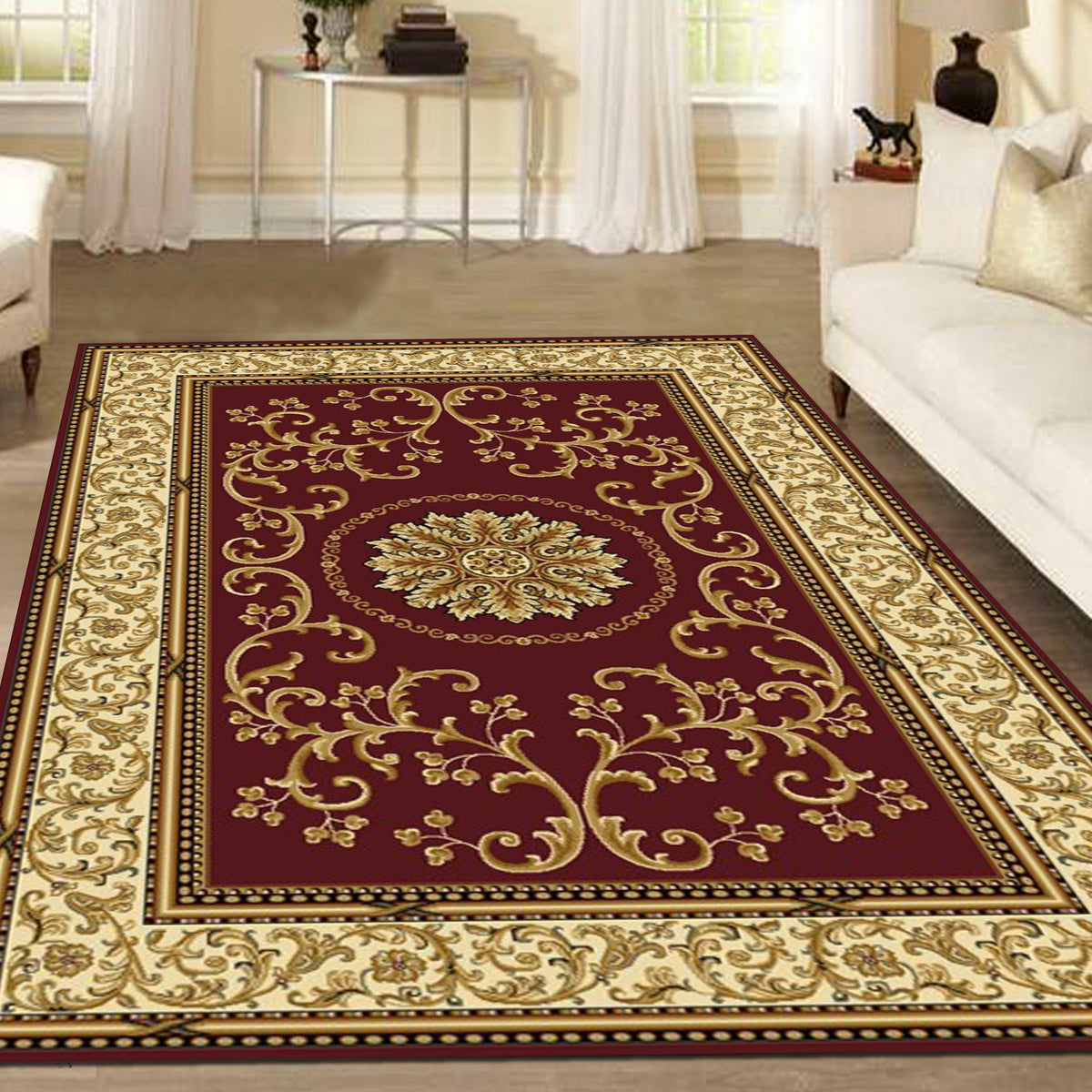 Tesoro 1419 Burgundy Area Rug (7&#39;9 X 11&#39;6)