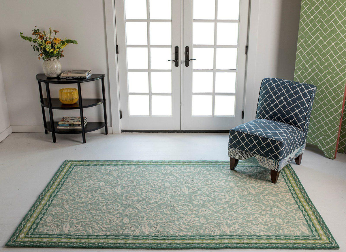 Madcap Cottage by Momeni Under A Loggia Rokeby Road Green Indoor/Outdoor Area Rug-Area Rug-Momeni-The Rug Truck