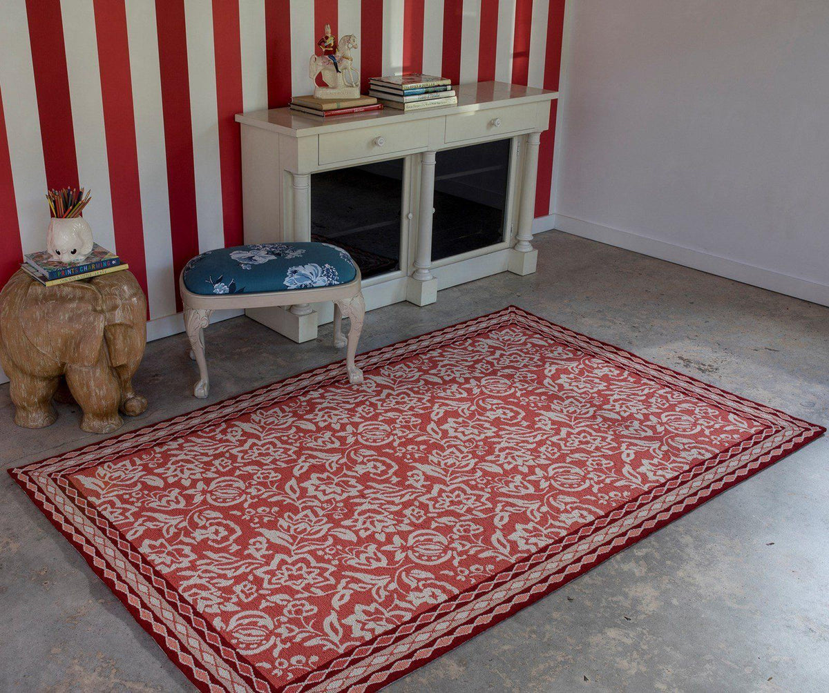 Madcap Cottage by Momeni Under A Loggia Rokeby Road Red Indoor/Outdoor Area Rug-Area Rug-Momeni-The Rug Truck