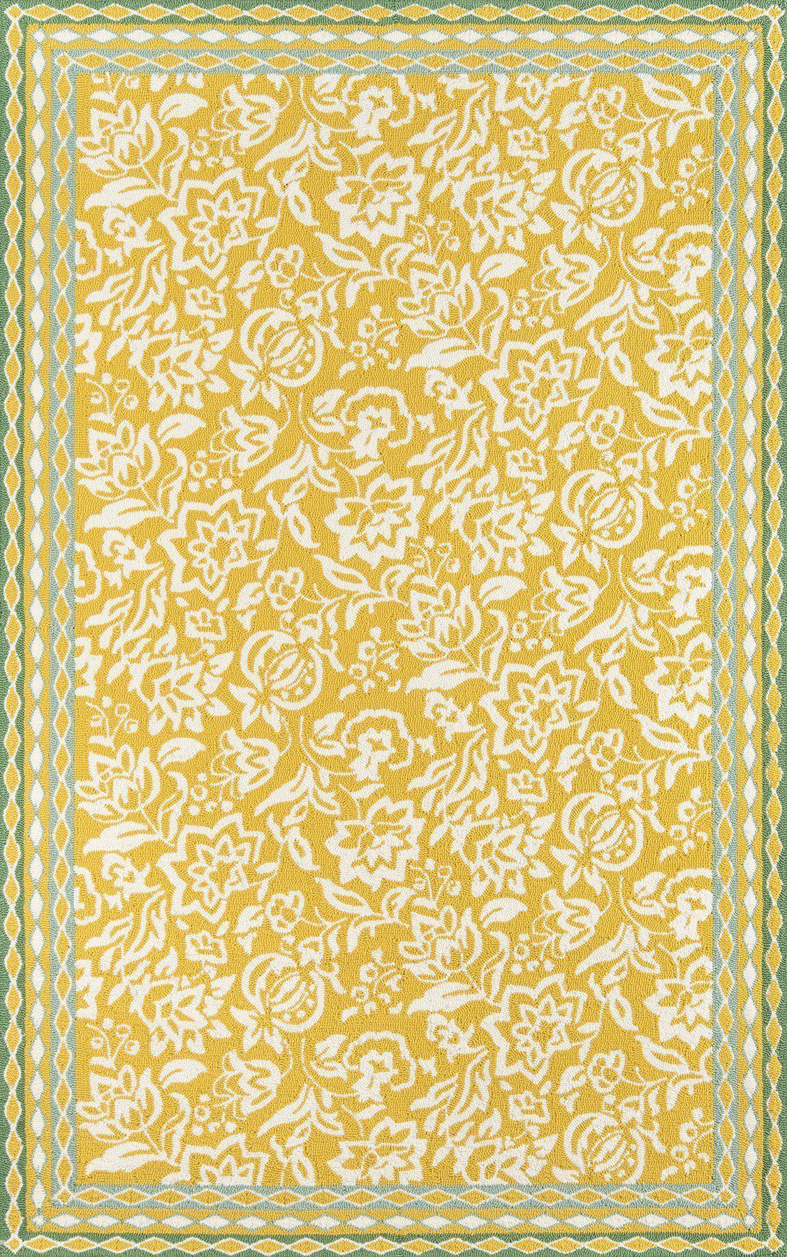 Madcap Cottage by Momeni Under A Loggia Rokeby Road Yellow Indoor/Outdoor Area Rug-Area Rug-Momeni-The Rug Truck