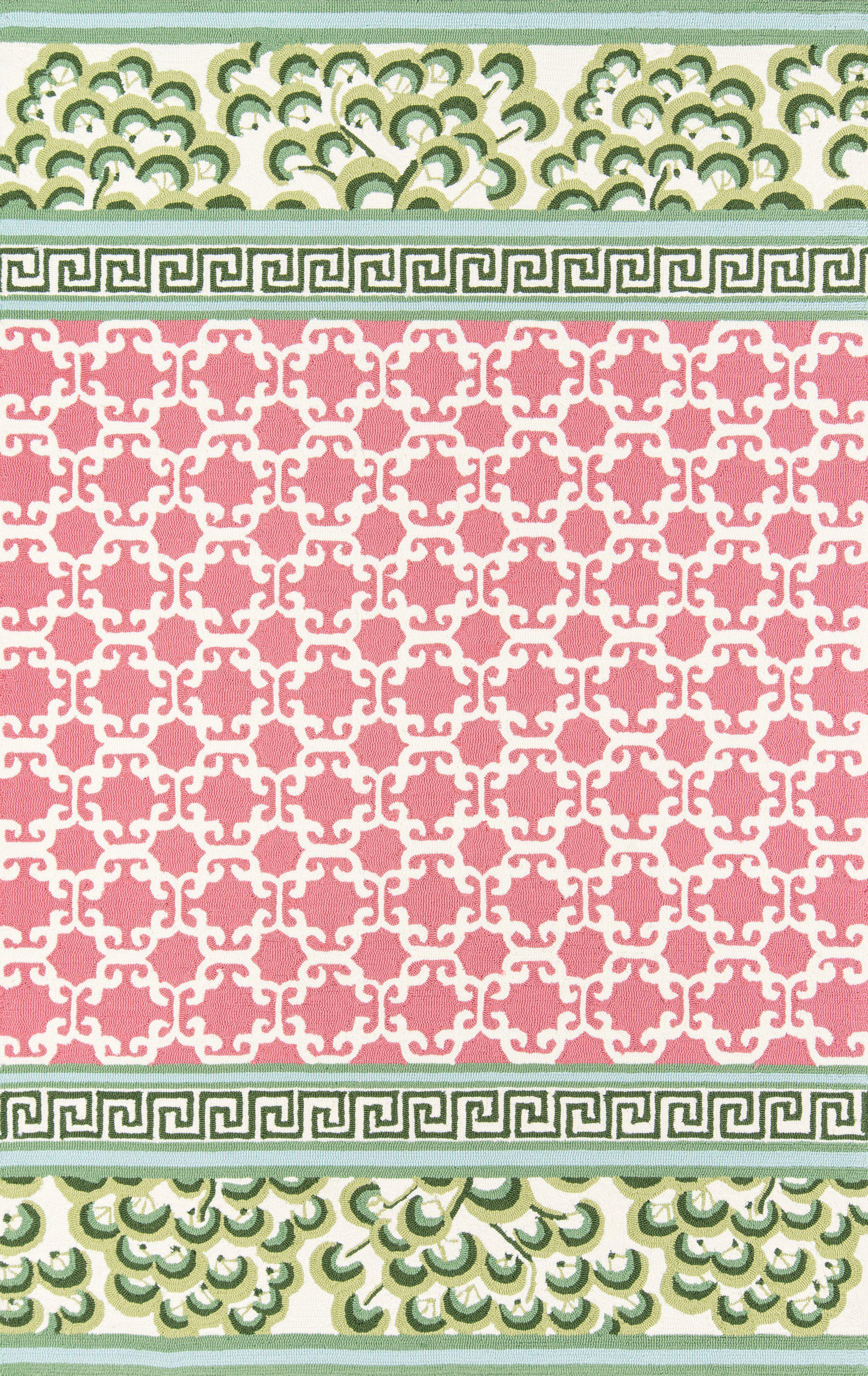 Madcap Cottage by Momeni Under A Loggia Montserrat Pink Indoor/Outdoor Area Rug-Area Rug-Momeni-2' X 3'-The Rug Truck