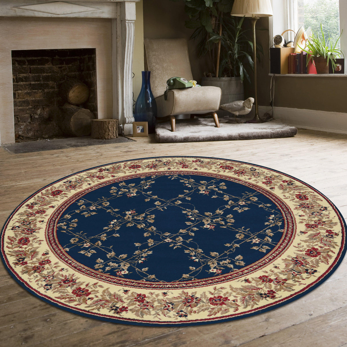 Vozza 1590 Navy Area Rug (5&#39;3 round)