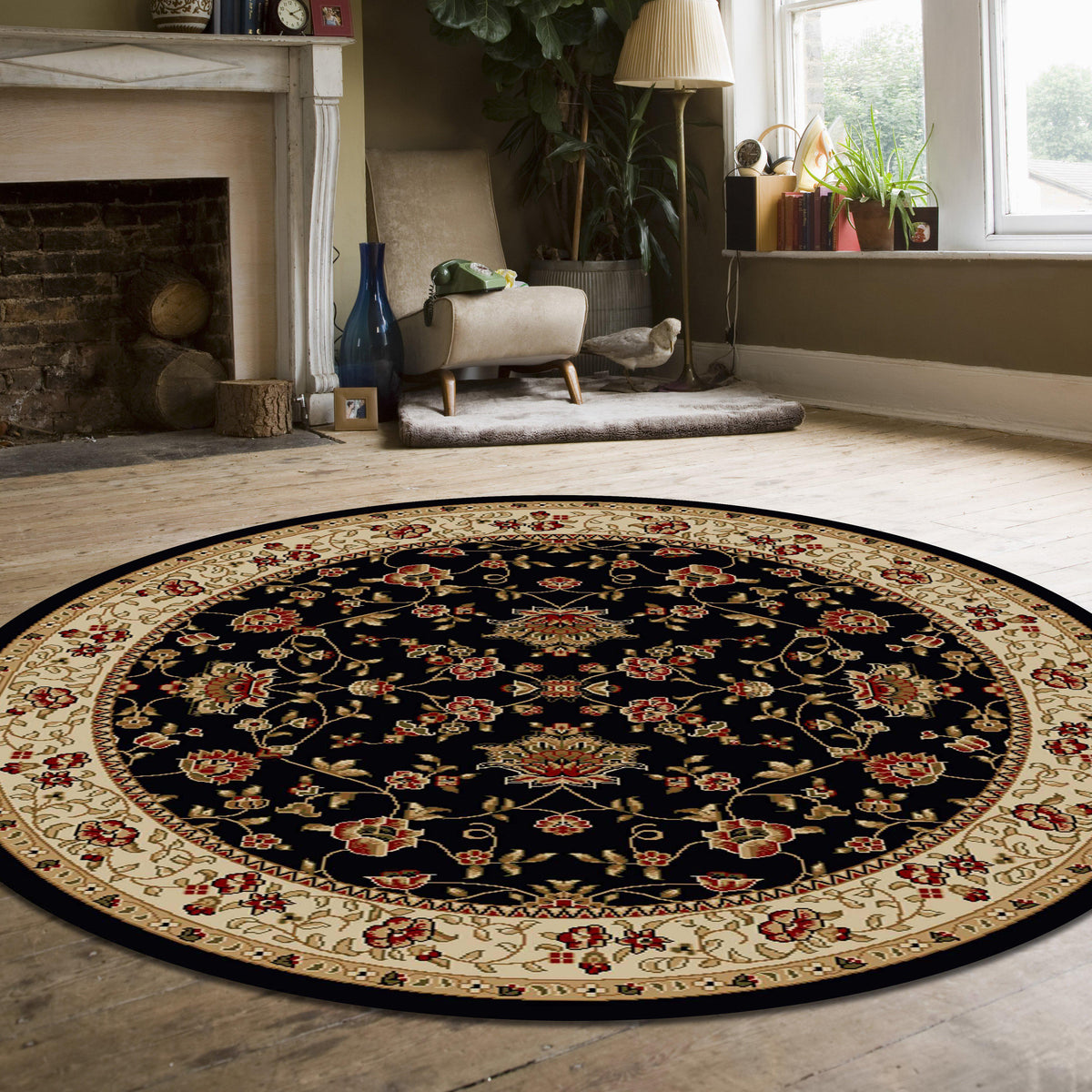 Vozza 1597 Black Area Rug (5&#39;3 ROUND)