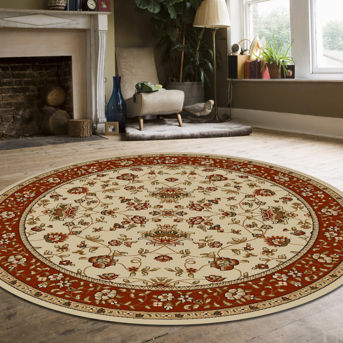 Vozza 1597 Ivory Area Rug (5&#39;3 ROUND)