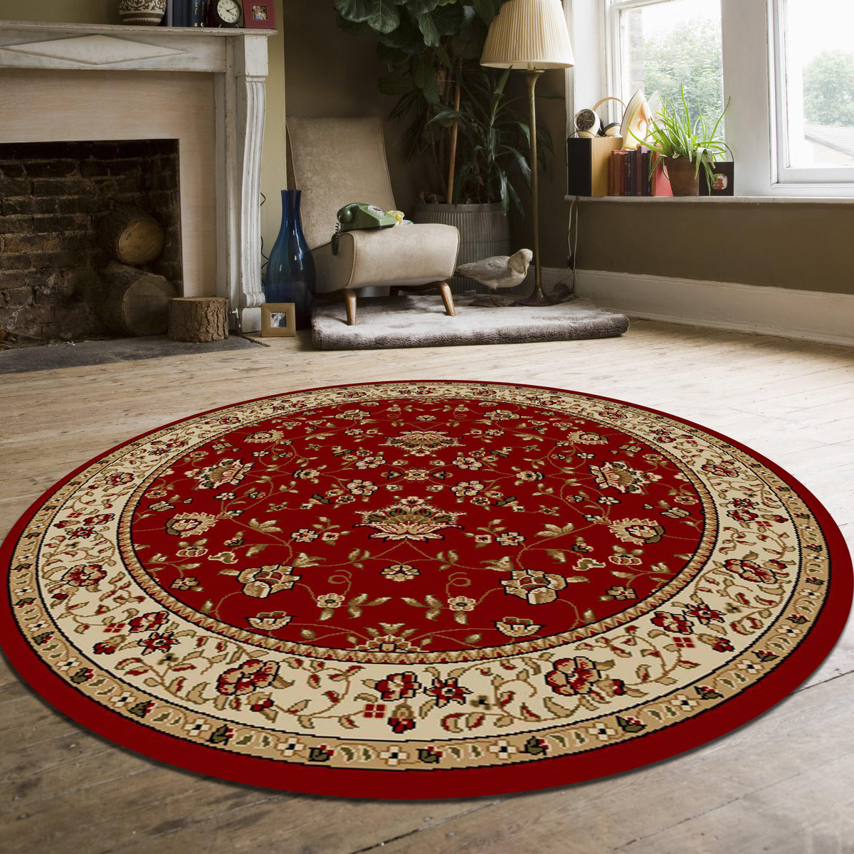 Vozza 1597 Red Area Rug (5&#39;3 ROUND)
