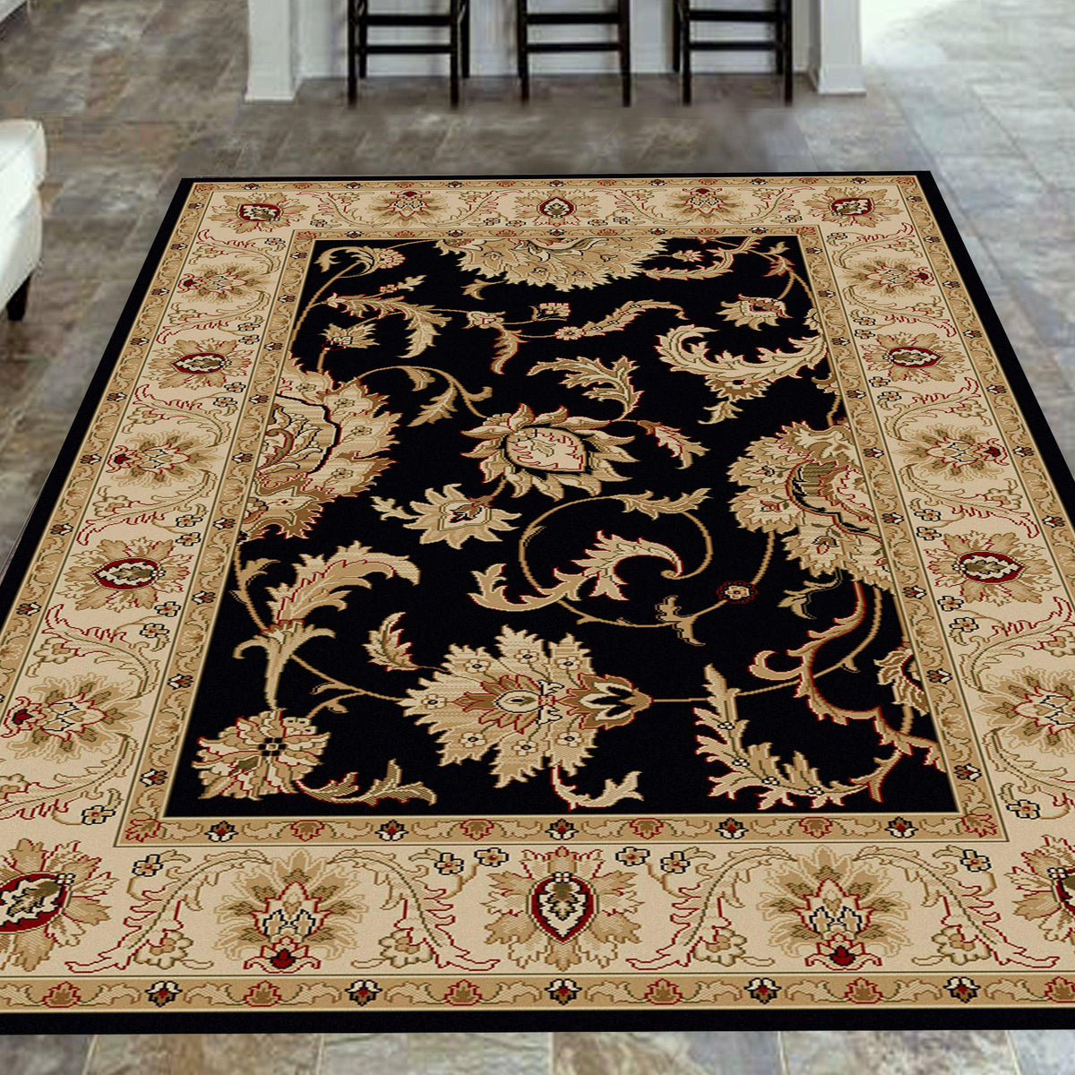 Vozza 1621 Black Area Rug (7&#39;9 X 11&#39;)