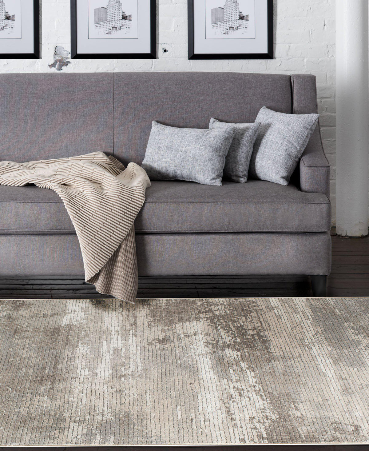 Waterside - Tide - Stone-Area Rug-KM Home-The Rug Truck