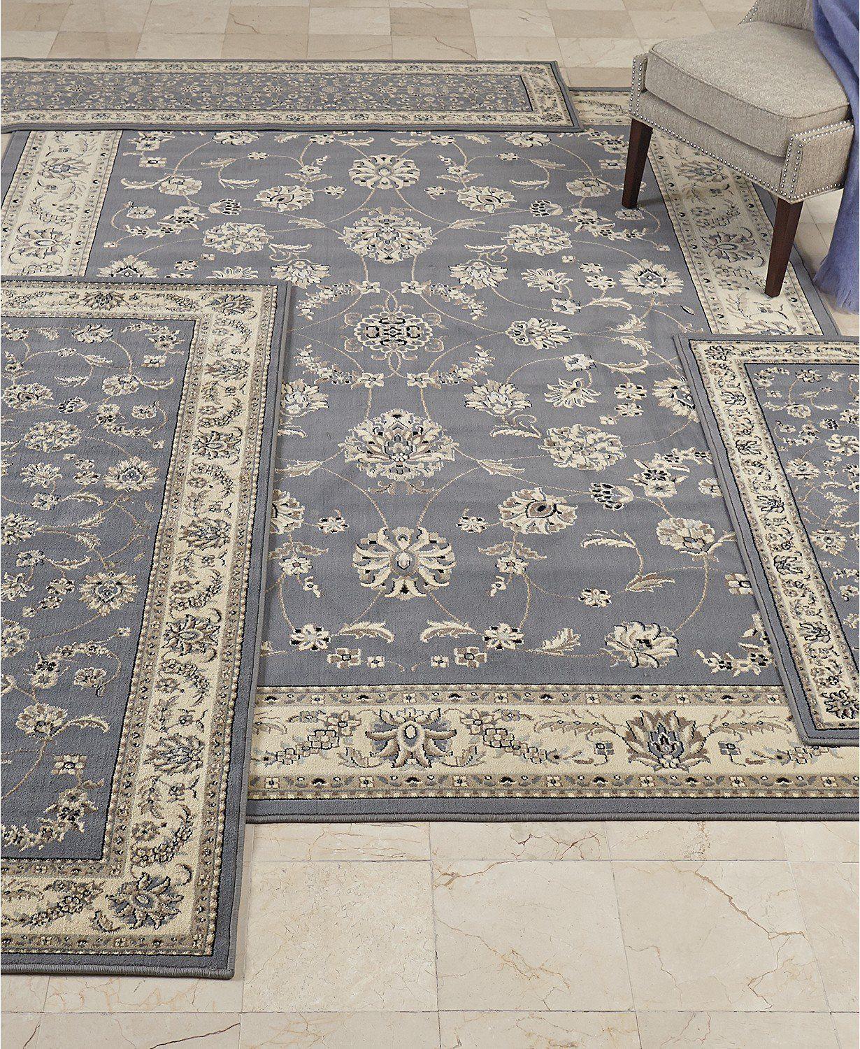 Florence Isfahan Grey/Blue-Area Rugs-KM Home-4 Piece Set-The Rug Truck