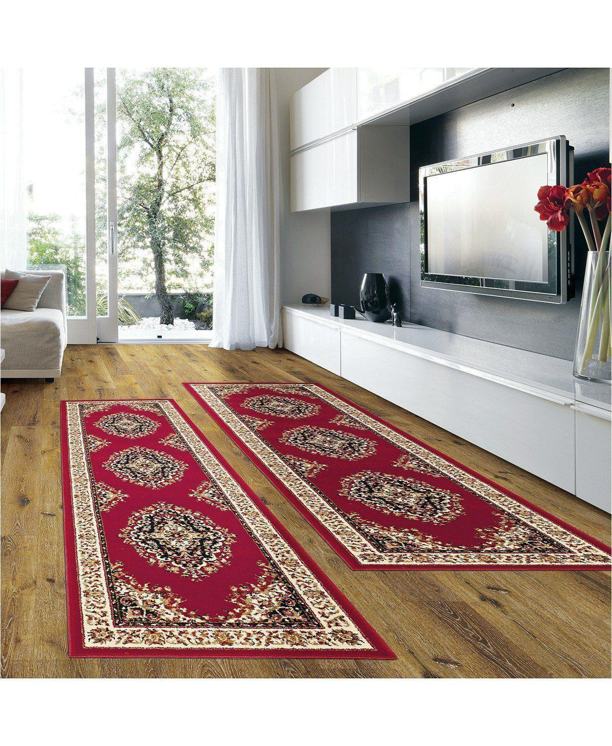 Prato Kerman Red-Area Rugs-KM Home-2 Piece Runner Pack-The Rug Truck