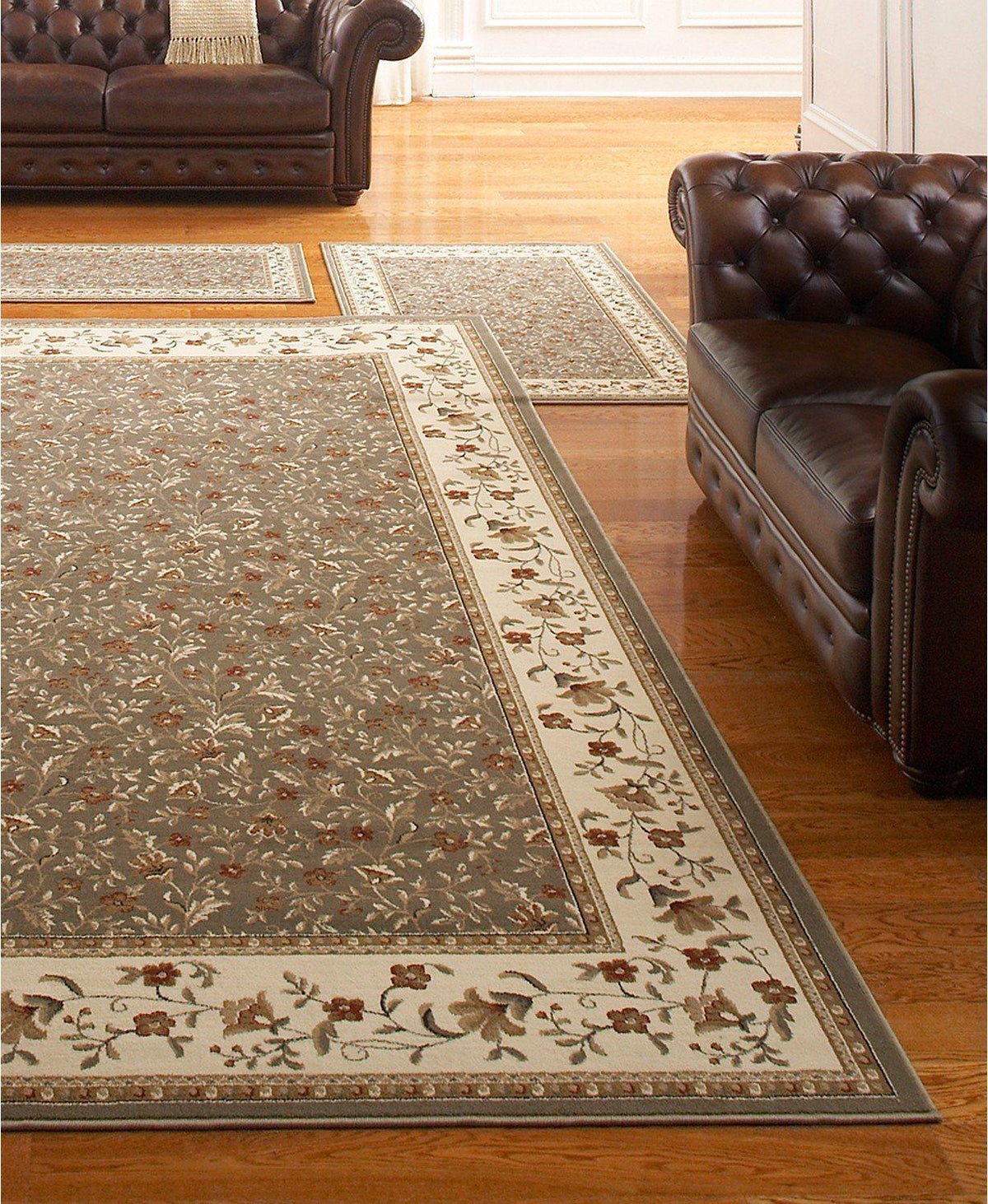 Roma Floral Sage-Area Rugs-KM Home-3 Piece Set-The Rug Truck
