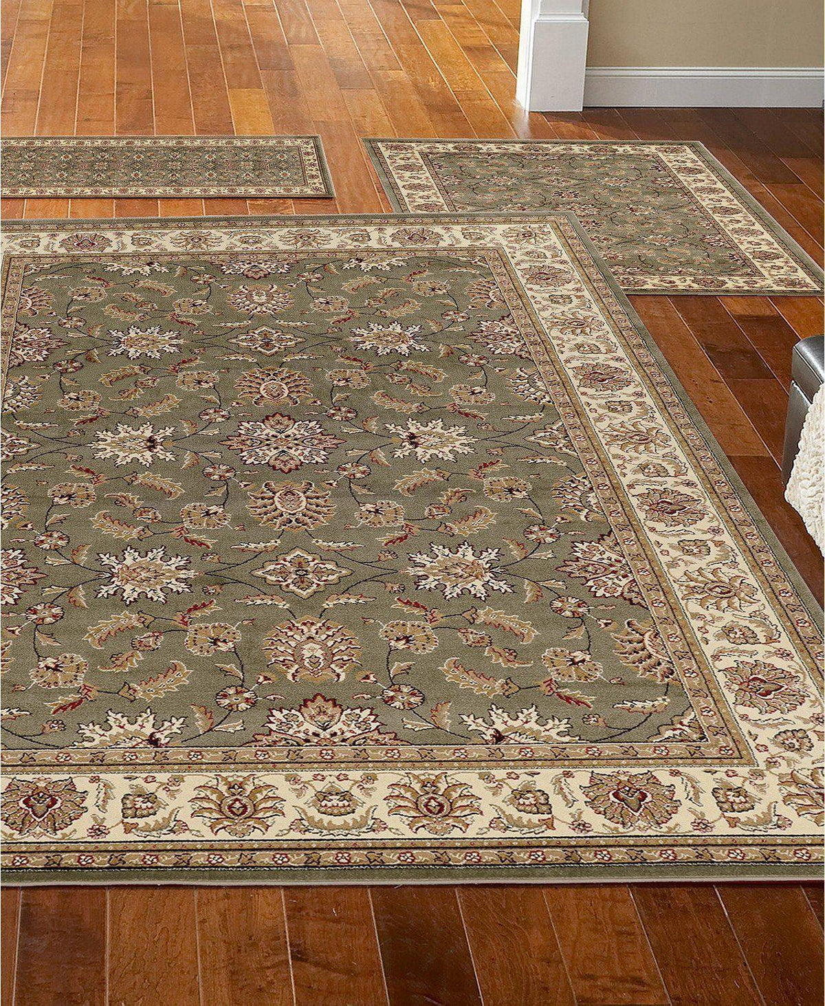 Roma Meshed Sage-Area Rugs-KM Home-3 Piece Set-The Rug Truck
