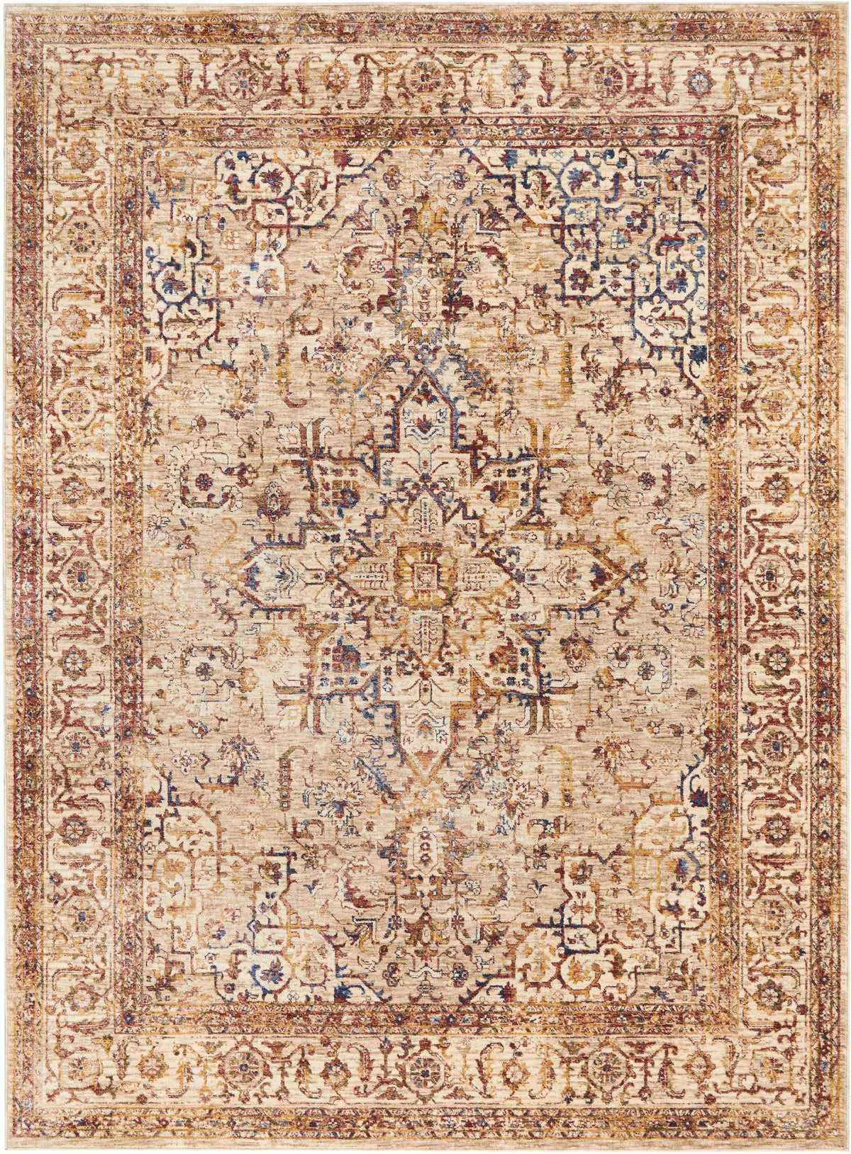 Taza TAZ02 Heriz Beige-Area Rugs-Kenneth Mink Home-3&#39; x 5&#39;-The Rug Truck